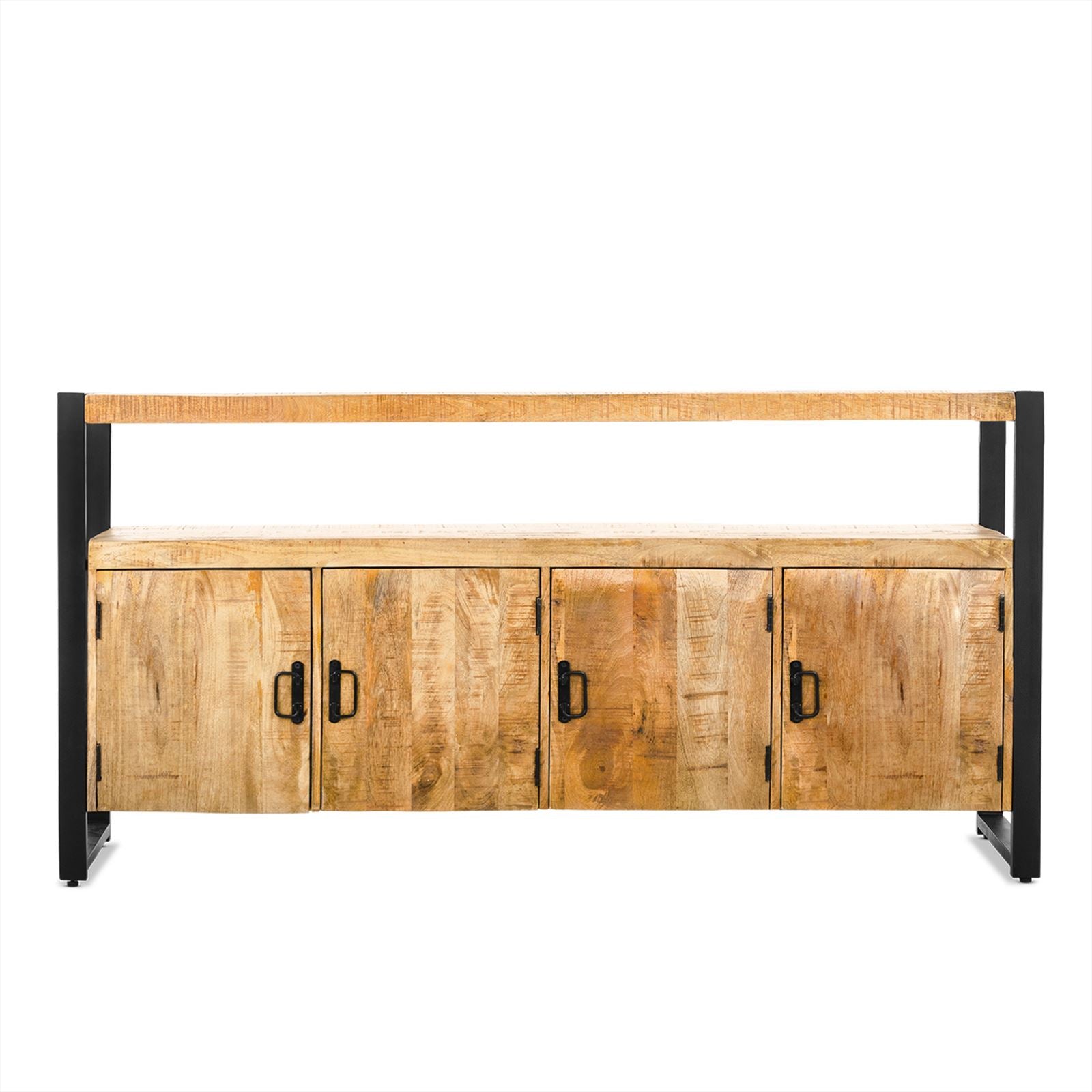 Sideboard Britt mit 4 Türen 175 auf weißem Hintergrund, frontal fotografiert - Benoa