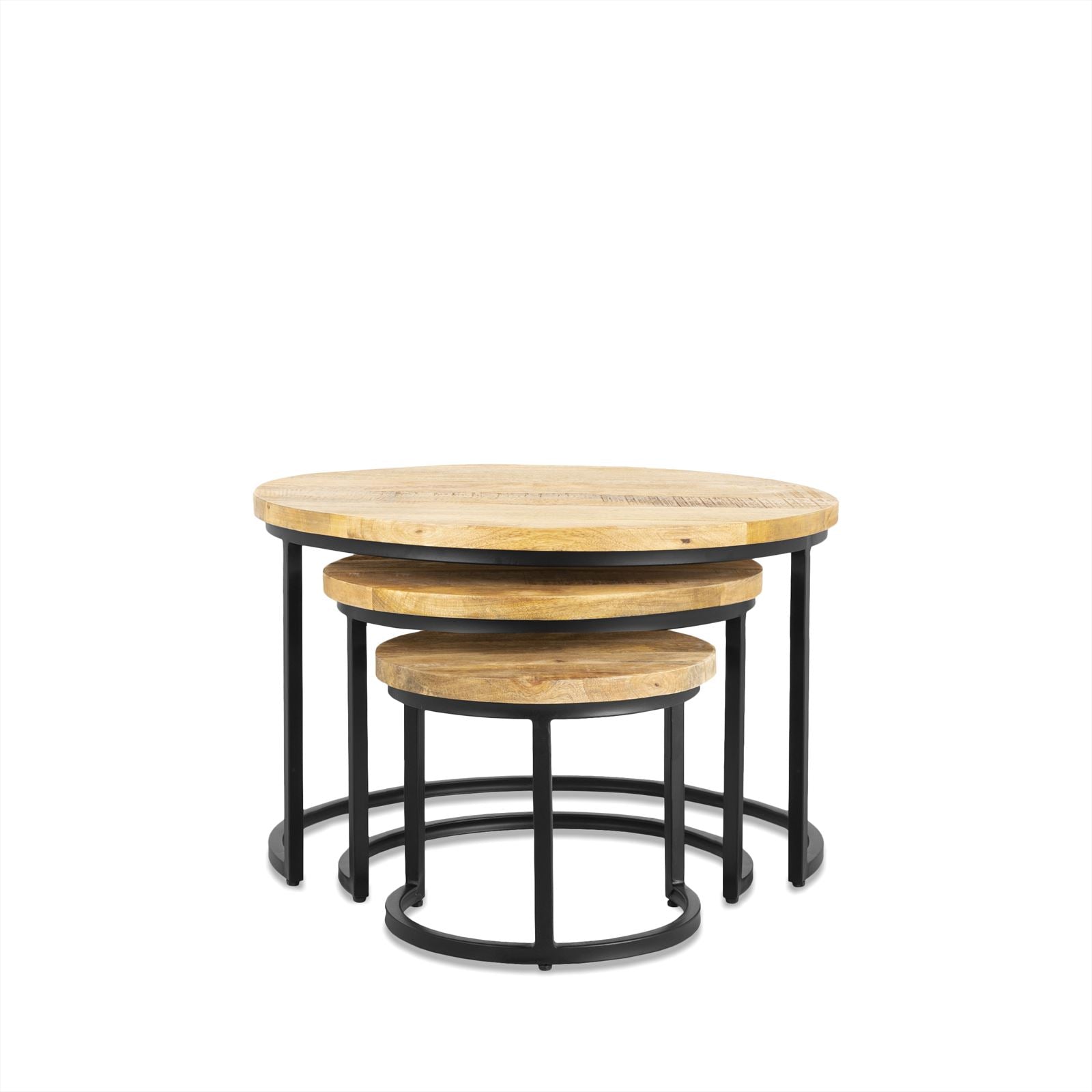 Couchtisch Rylee Set von 3 auf weißem Hintergrund, von oben fotografiert - Benoa