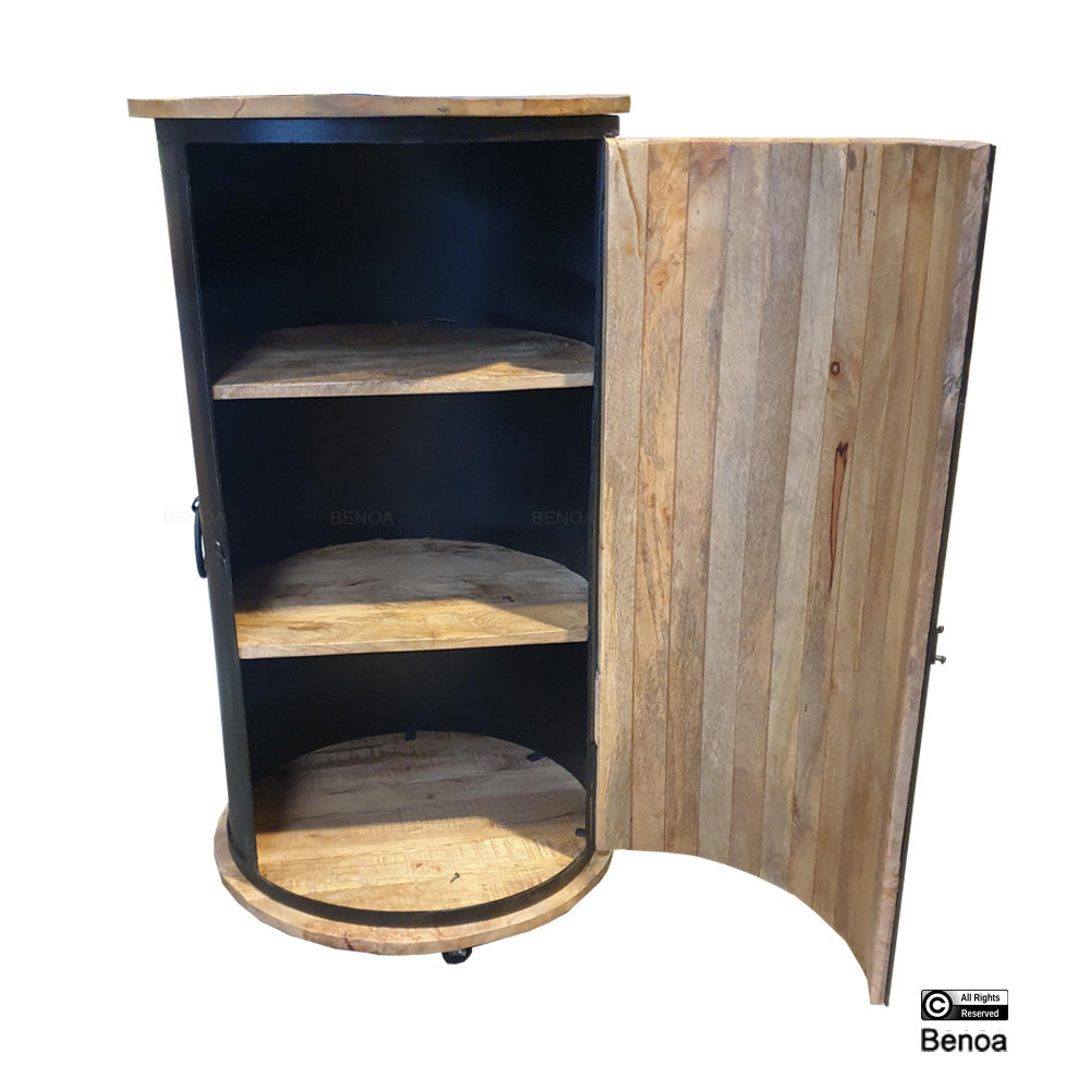 Wine Cabinet in Mango and Black Steel - Benoa