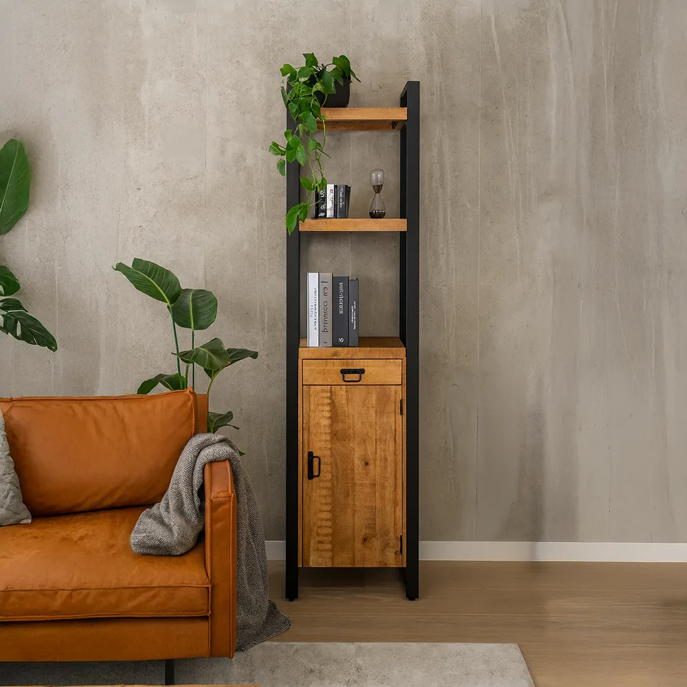 Bücherregal Britt mit Schublade und Tür - Benoa