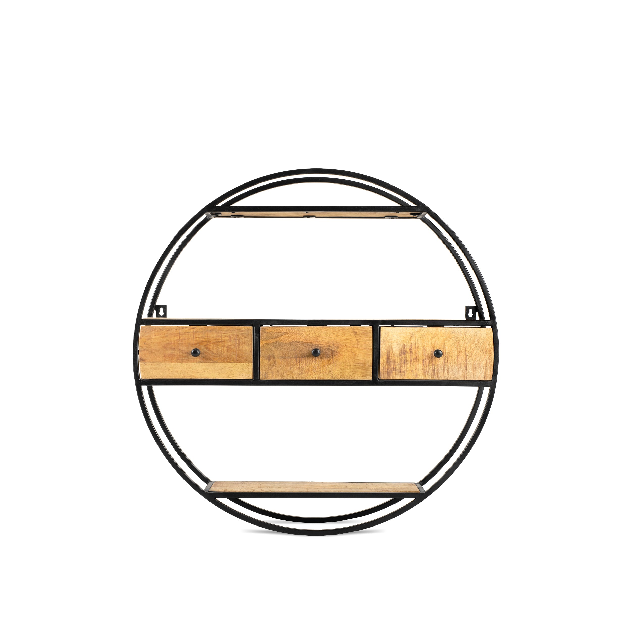 Round Wall Rack with Drawers - Benoa