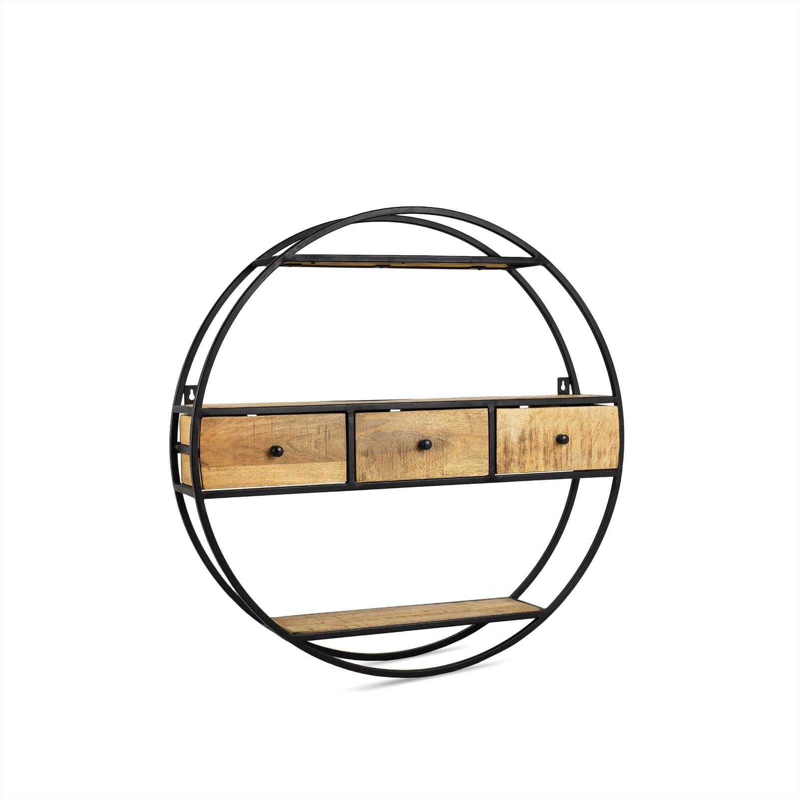 Round Wall Rack with Drawers - Benoa
