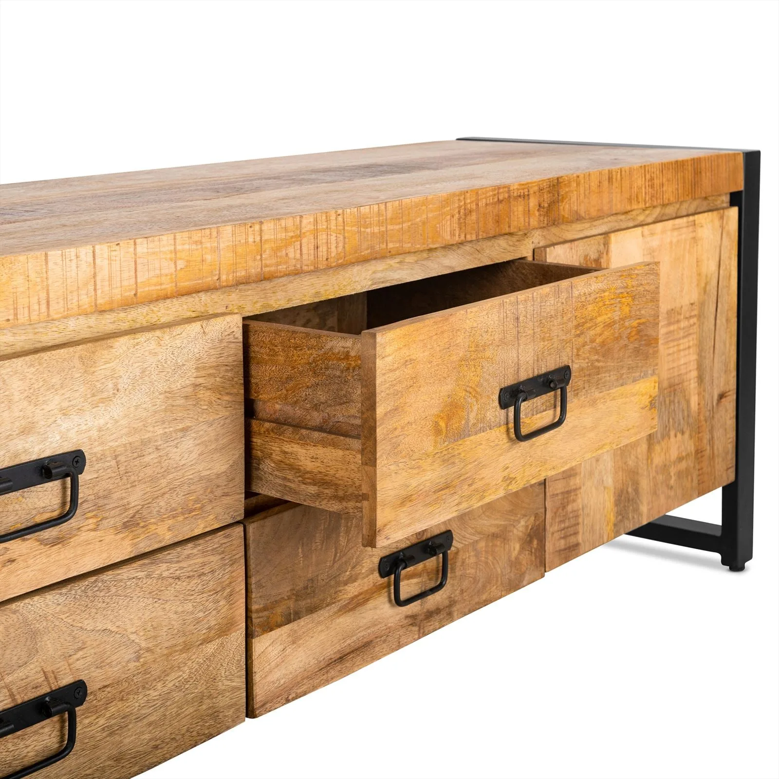TV-Möbel Britt 200 (Mango Holz, Schwarz) - Benoa