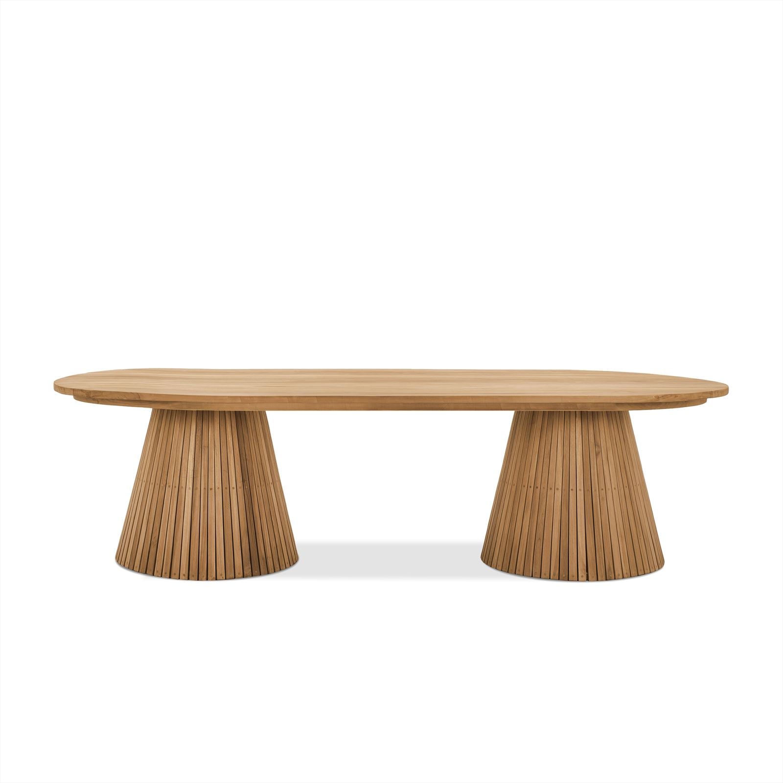 Gartentisch Oval Mirai 240 auf weißem Hintergrund, von vorne fotografiert - Benoa
