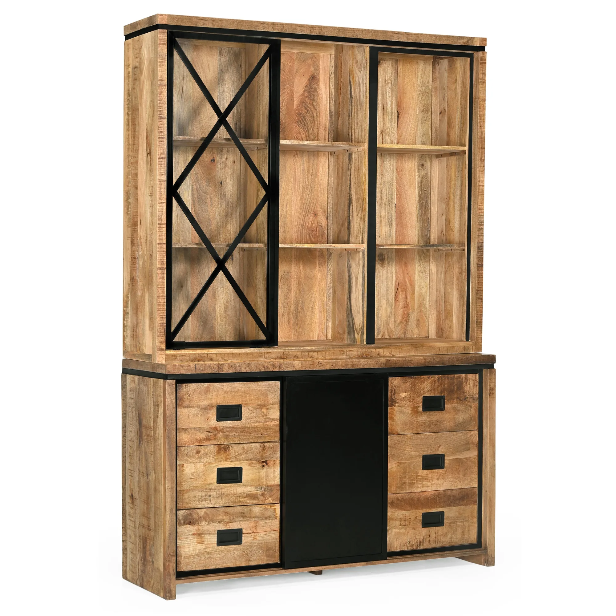 Vitrine Novelle 160 (Mangoholz, Schwarz) - Benoa