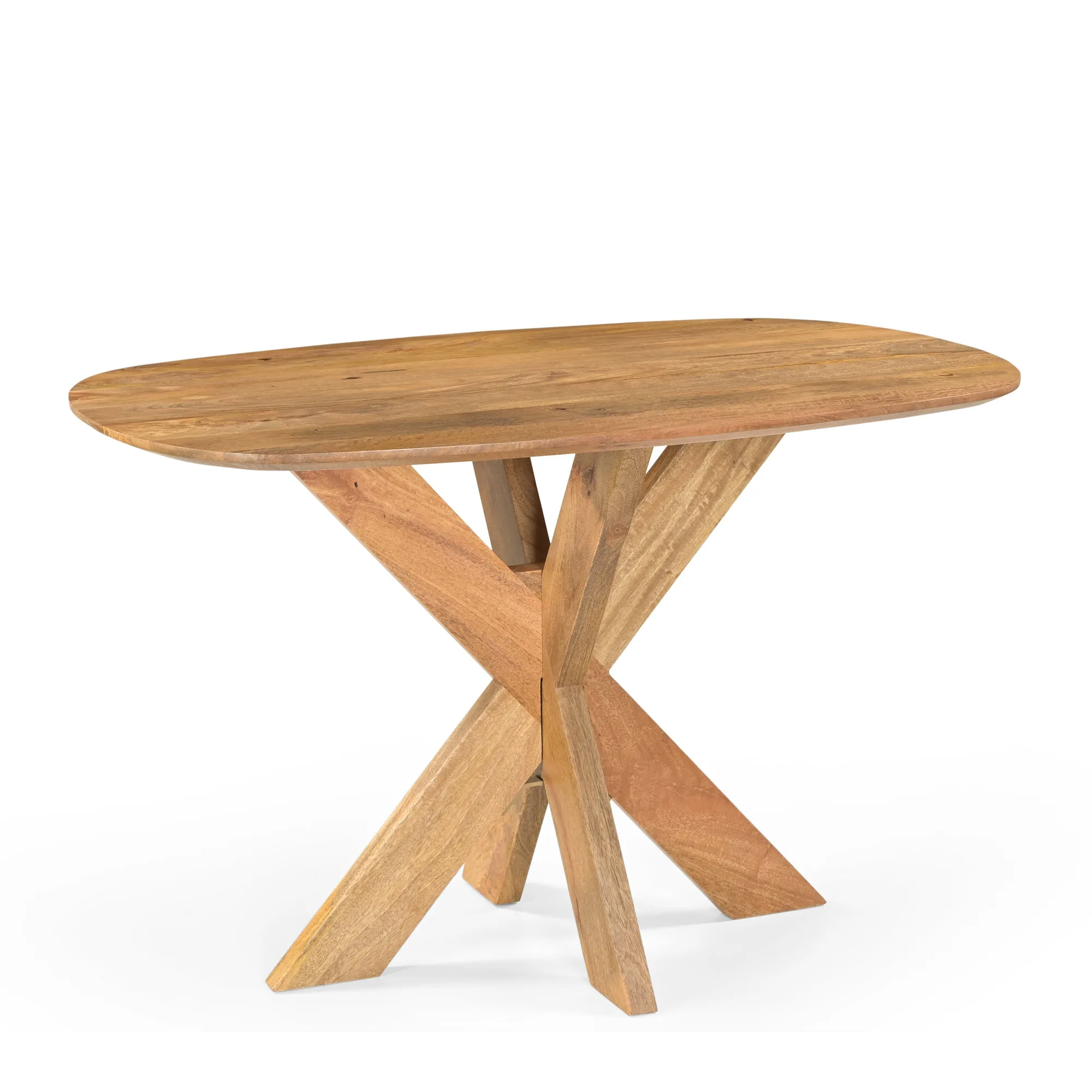 Esstisch Dänisch Oval Runa mit Holzuntergestell (Mangoholz, Natur) - Benoa