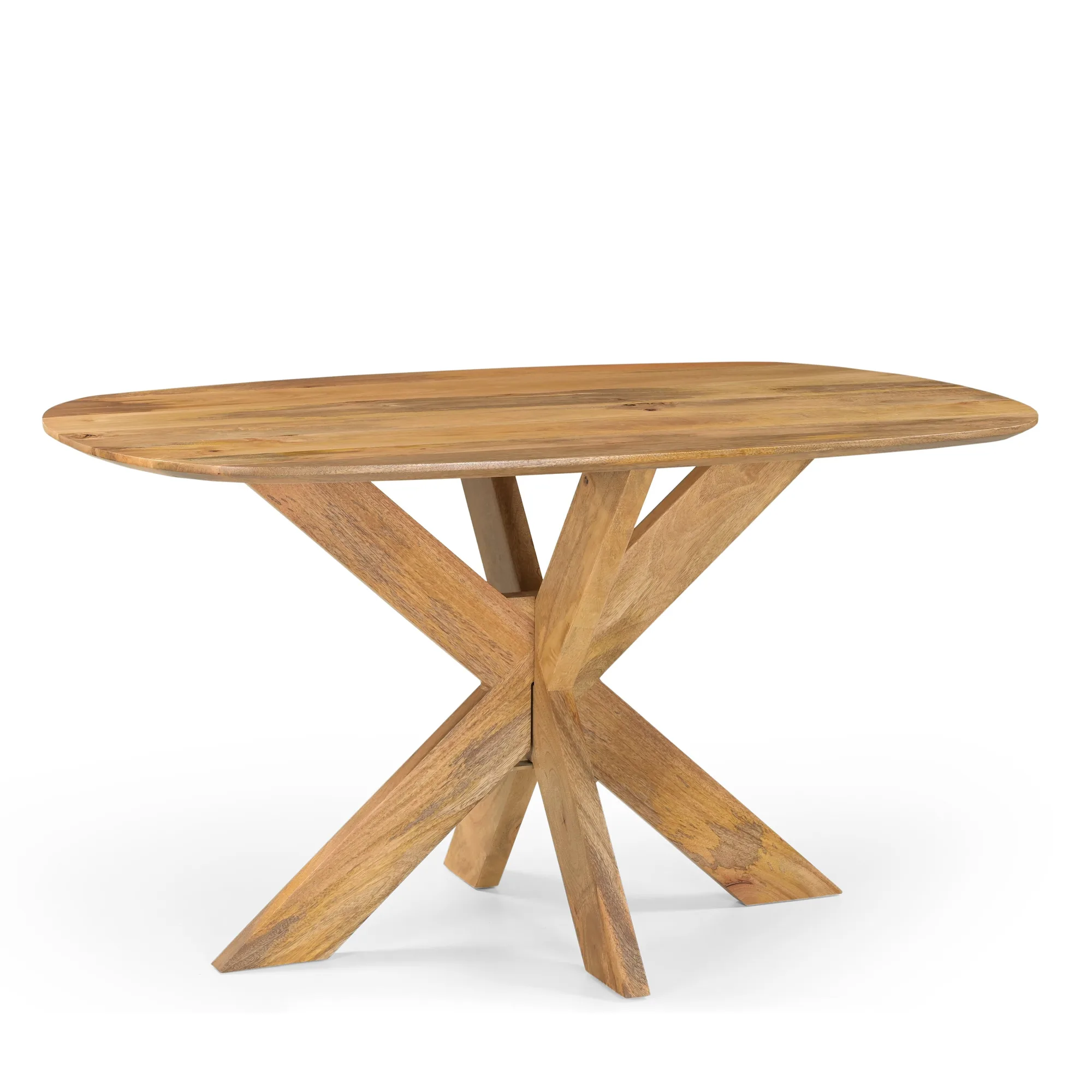 Esstisch Dänisch Oval Runa mit Holzuntergestell (Mangoholz, Natur) - Benoa