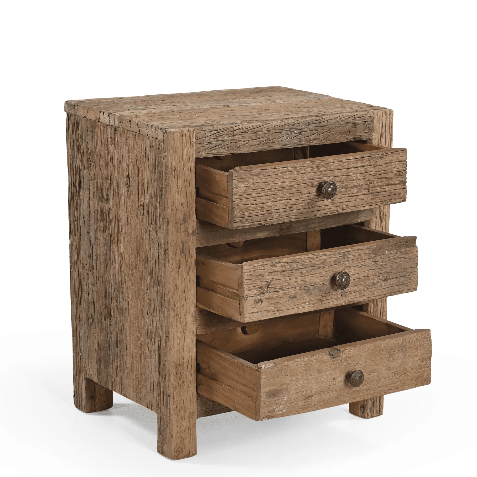 Schubladenschrank Roots mit 3 Schubladen (verweerd Holz, Natur) - Benoa