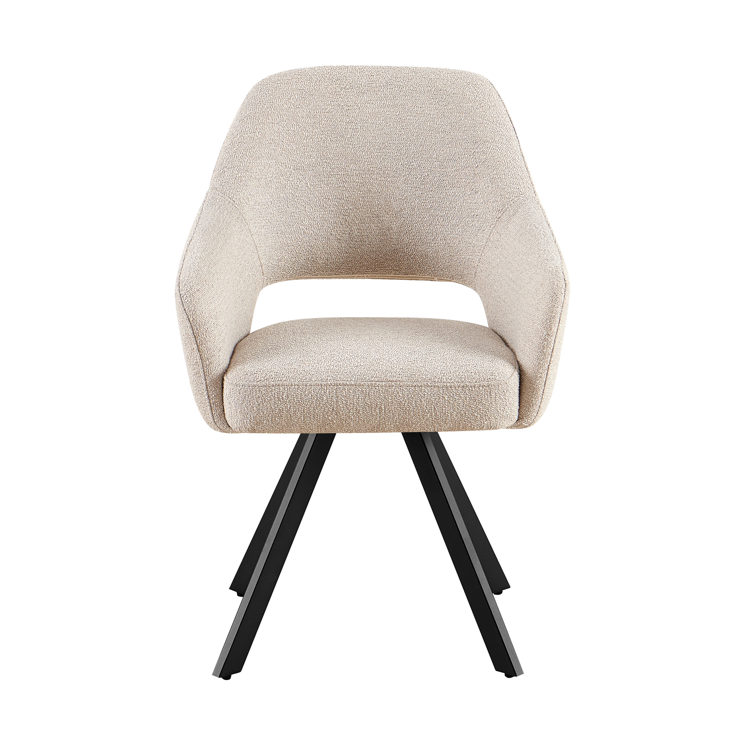 Esszimmerstuhl Emilie Alpine 2 Boucle Beige auf weißem Hintergrund, von vorne fotografiert - Benoa