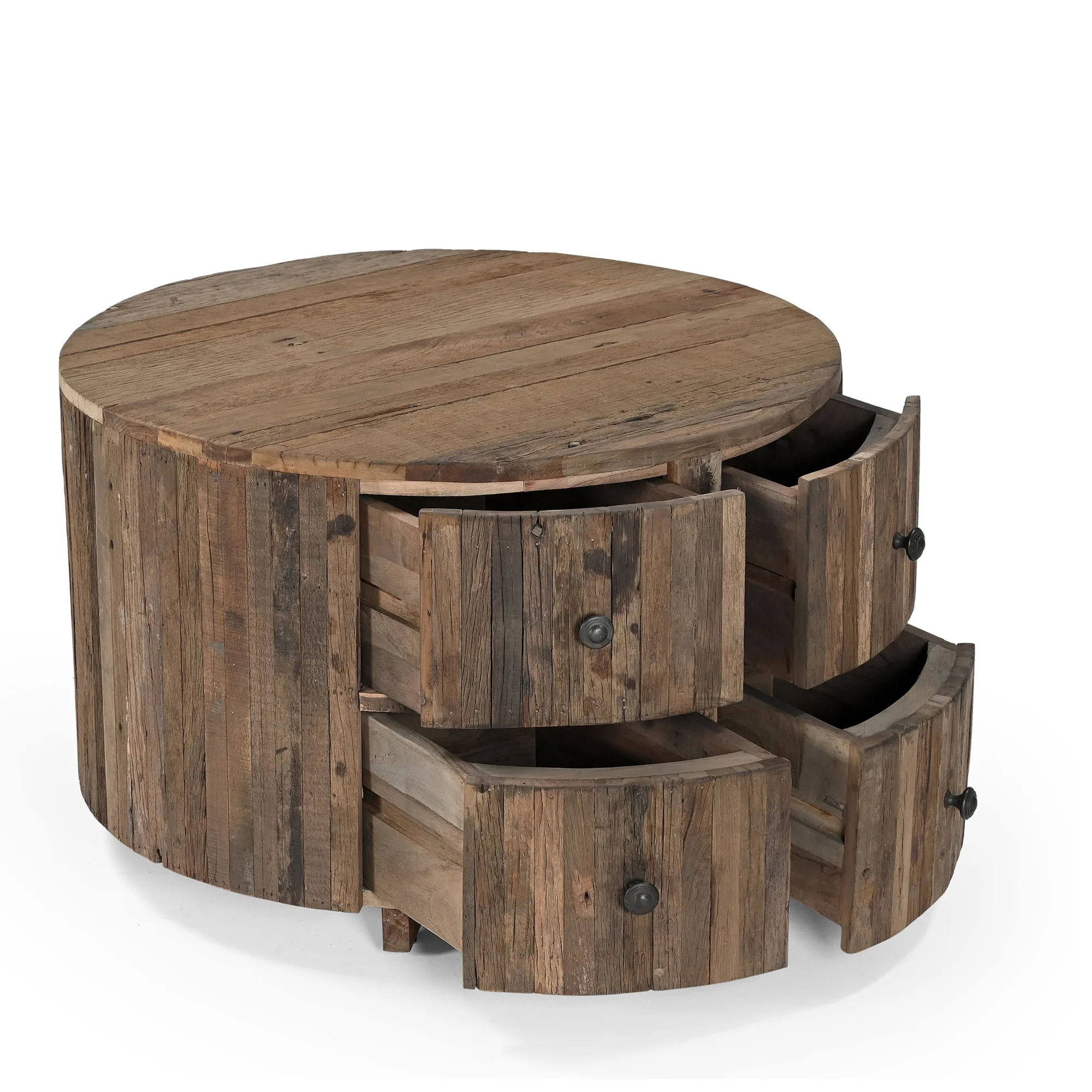 Couchtisch Rund mit 4 Schubladen Roots - Benoa