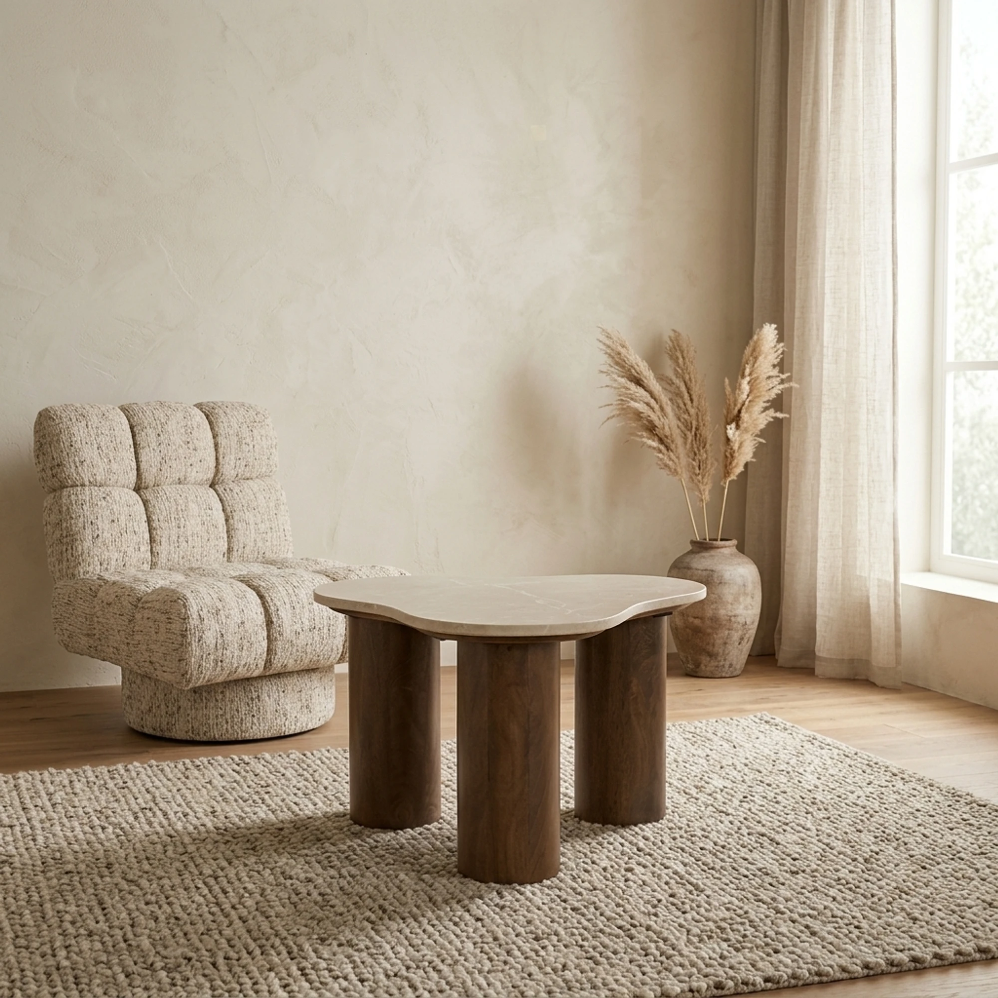 Kengi Side Table Mango Wood Marble - Eleonora