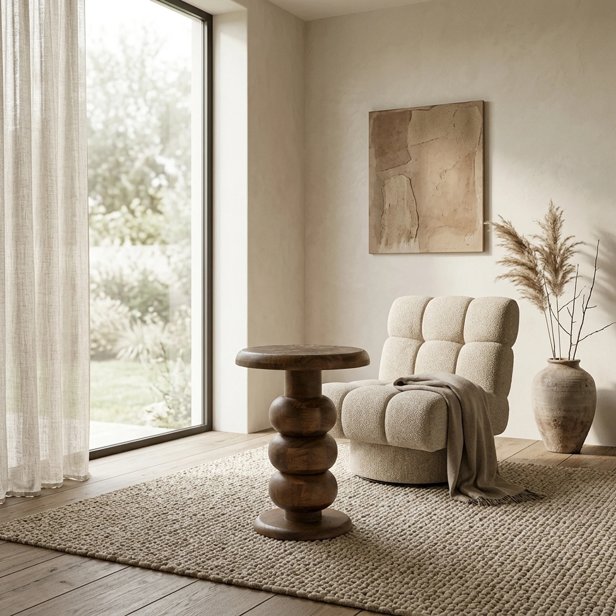 Zoran Side Table Mango Wood and Marble - Eleonora
