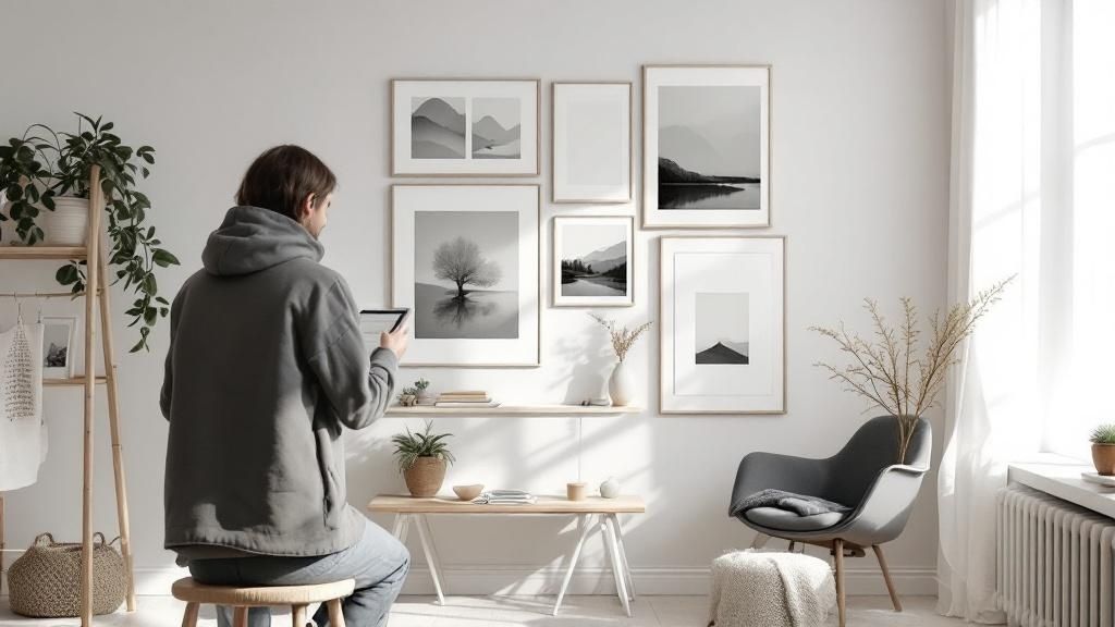 Verkoopadviseur Tonnie werkt aan een fotorealistisch 3D-ontwerp van een interieur
