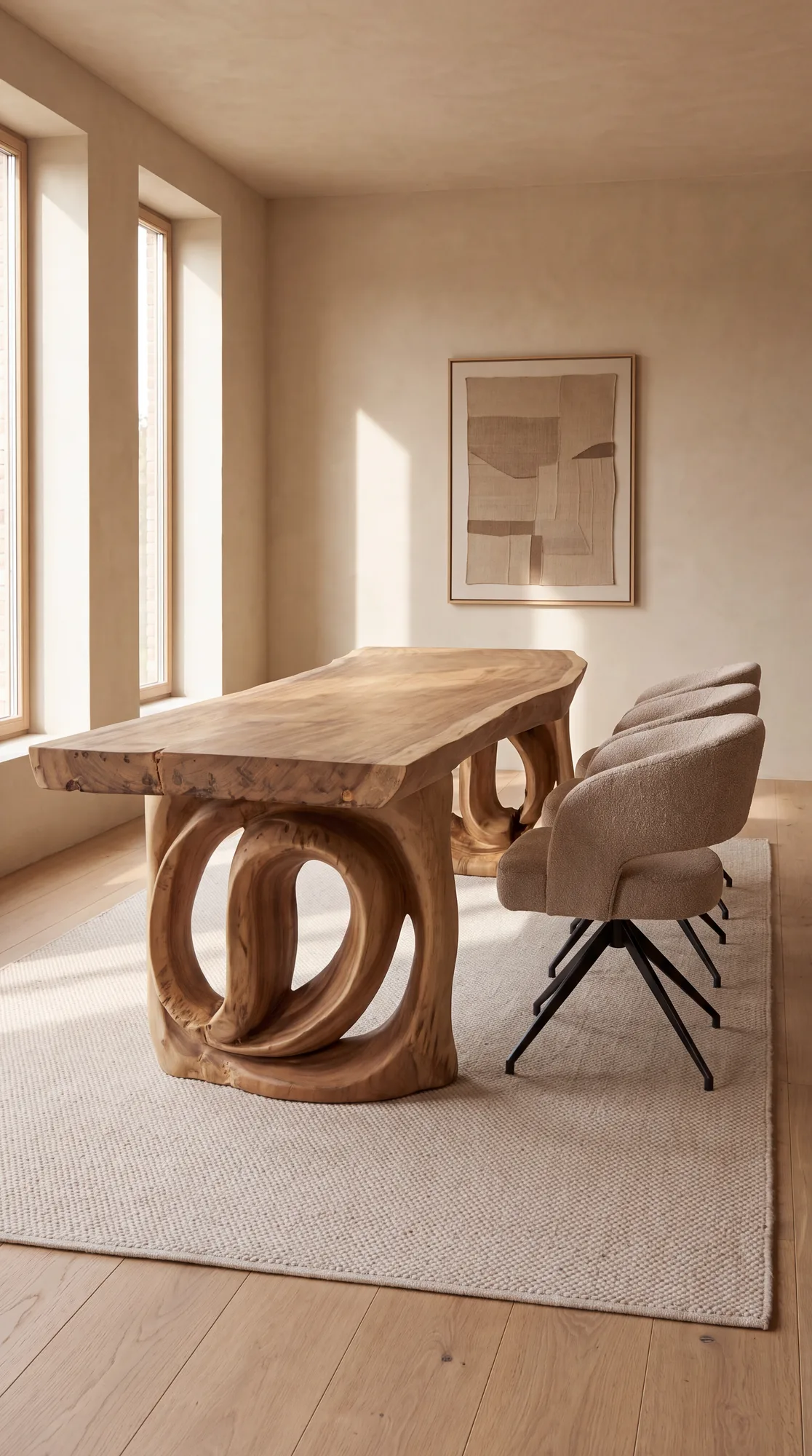 Mesa de tronco de madera de suar | pata de madera única (Bruin | Naturel) - World of Brosi