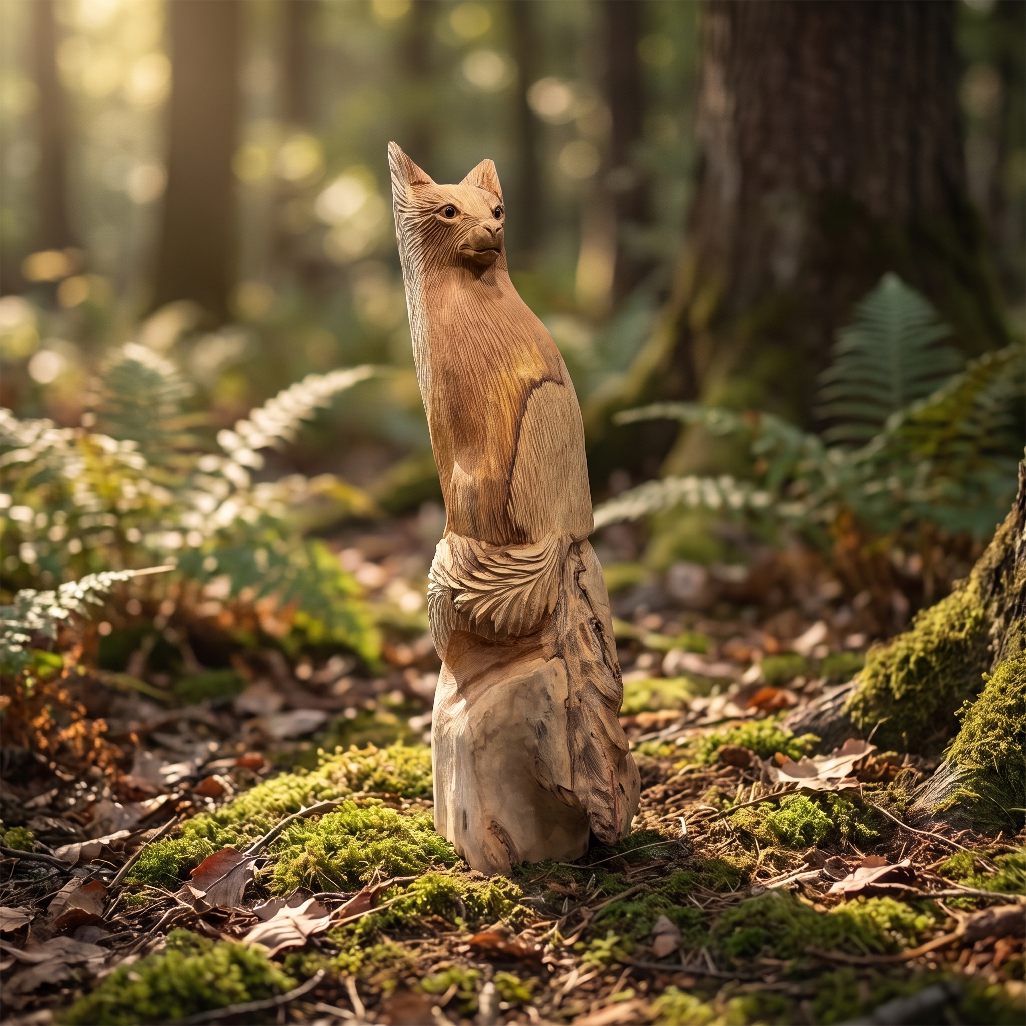 Fuchs aus recyceltem Teak, 90 cm hoch
