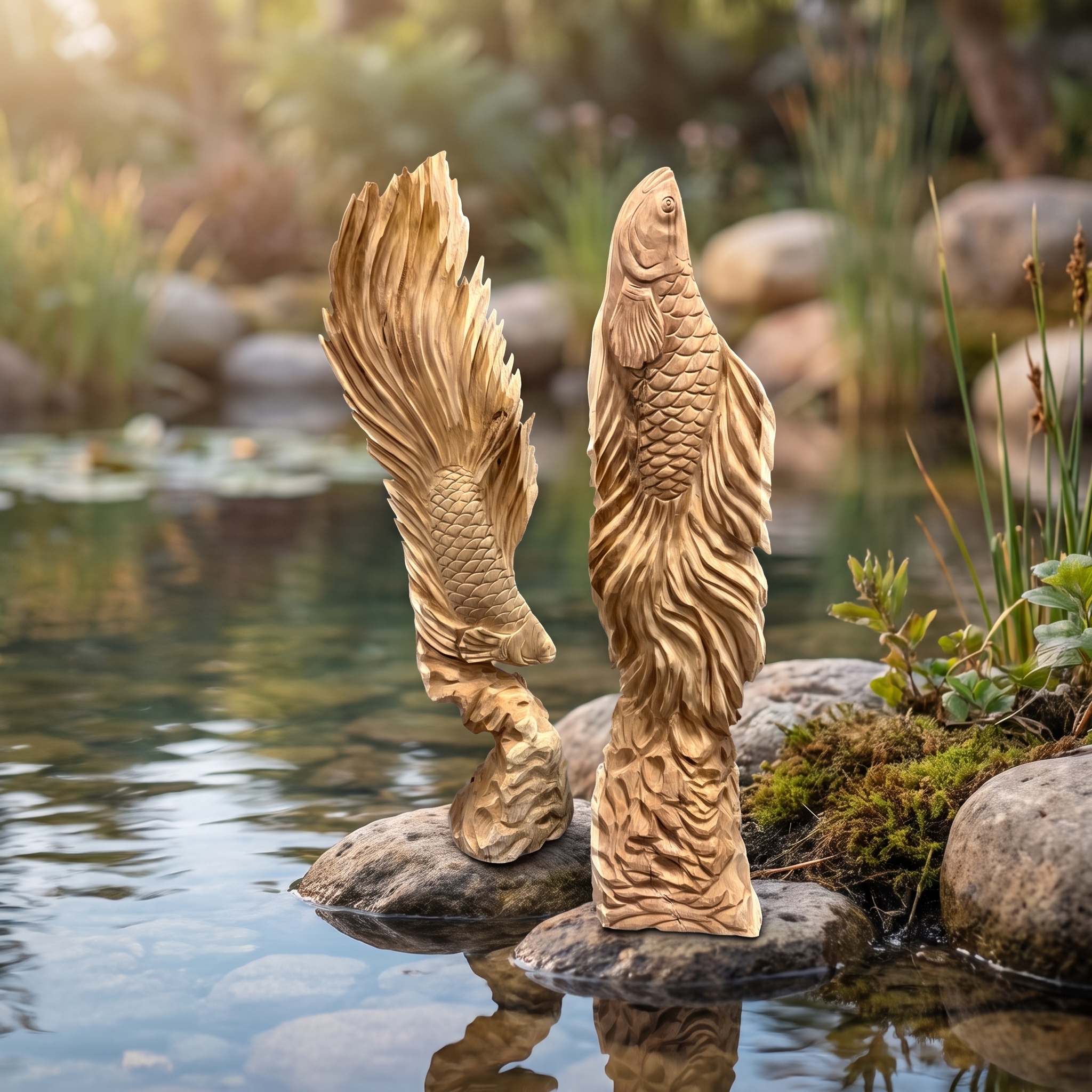 Reclaimed teak betta fish, 130 cm high