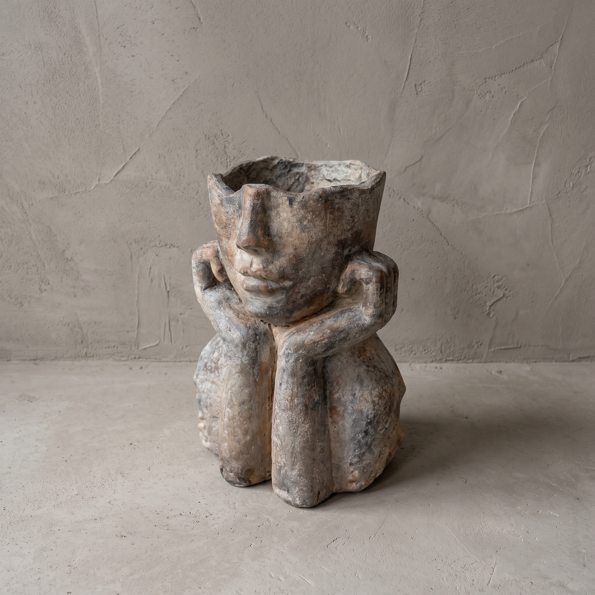 Seated figure polystone planter 35 cm
