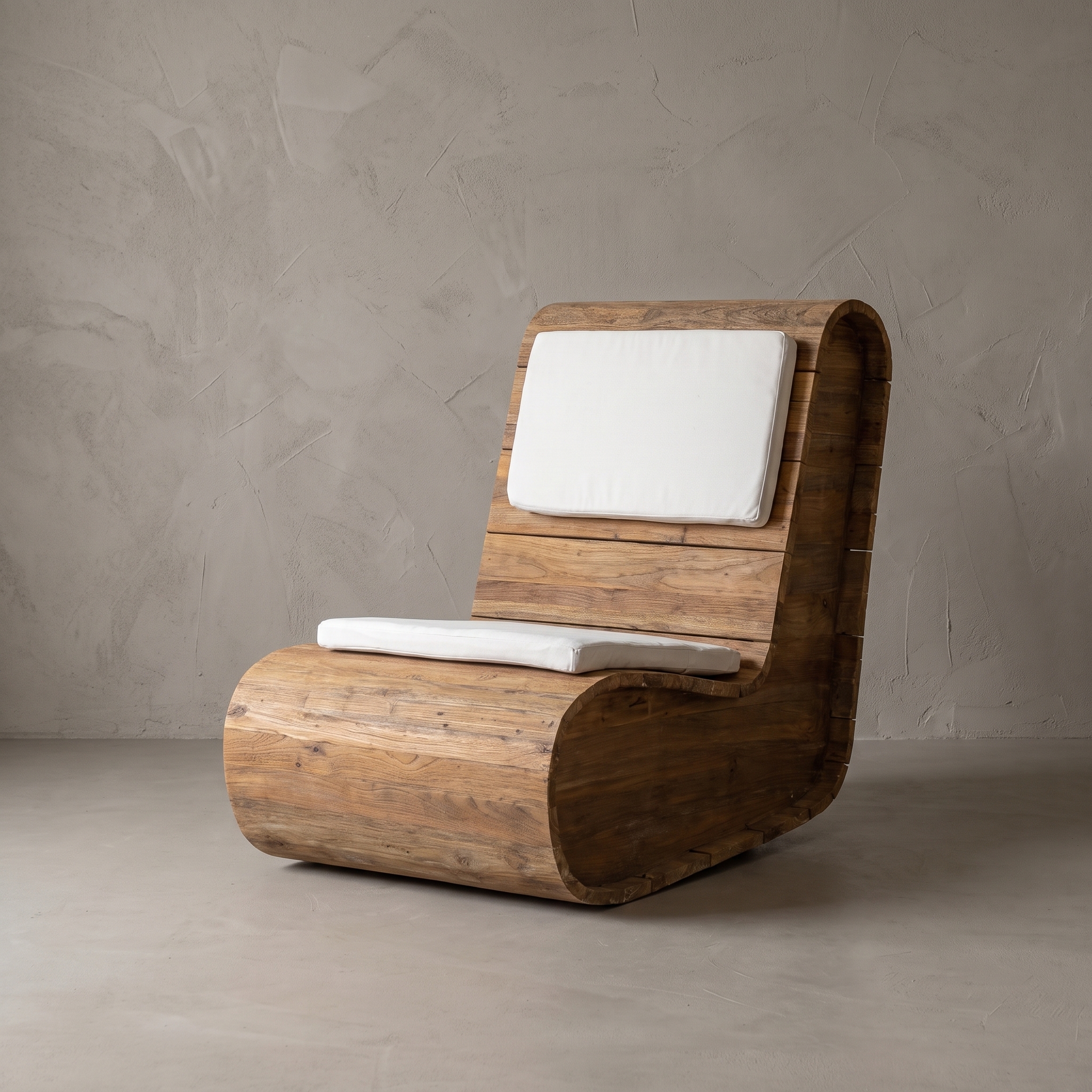 Curved teak lounge chair
