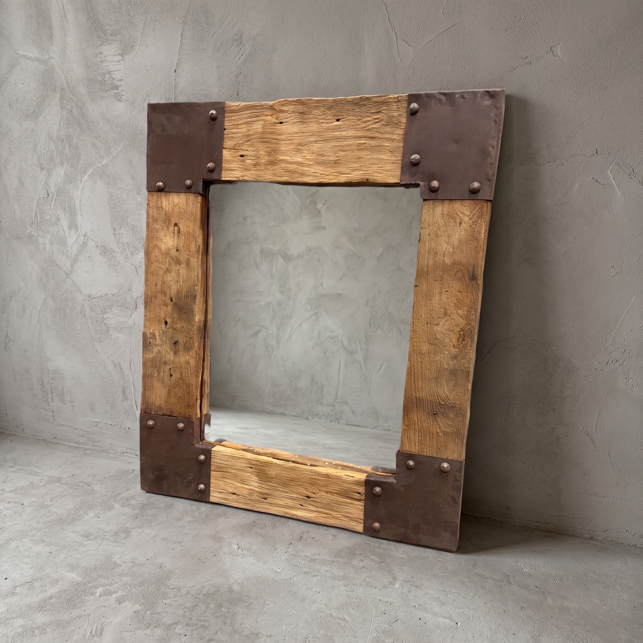 Donny teak and metal mirror