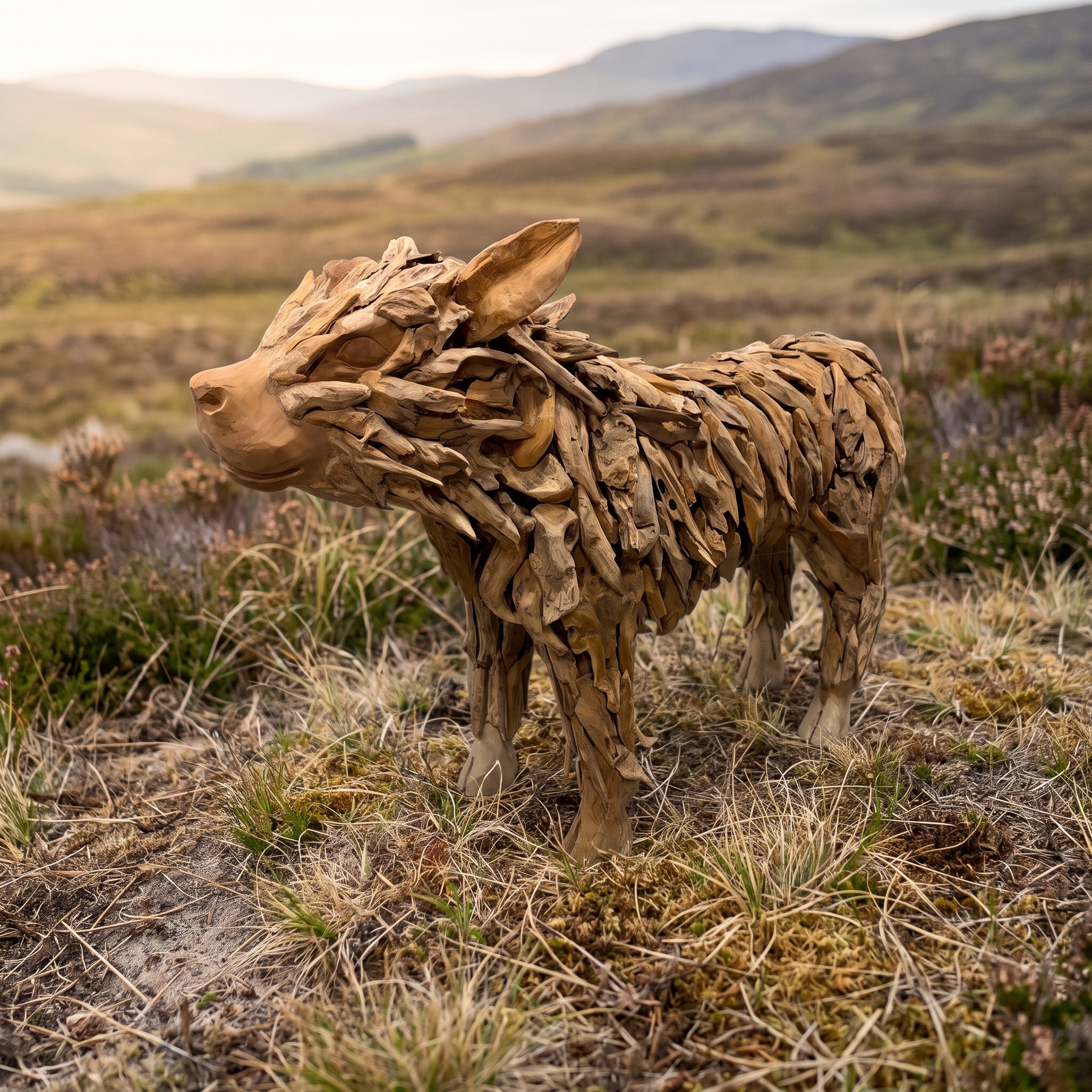 Jono reclaimed teak Highland cow - World of Brosi