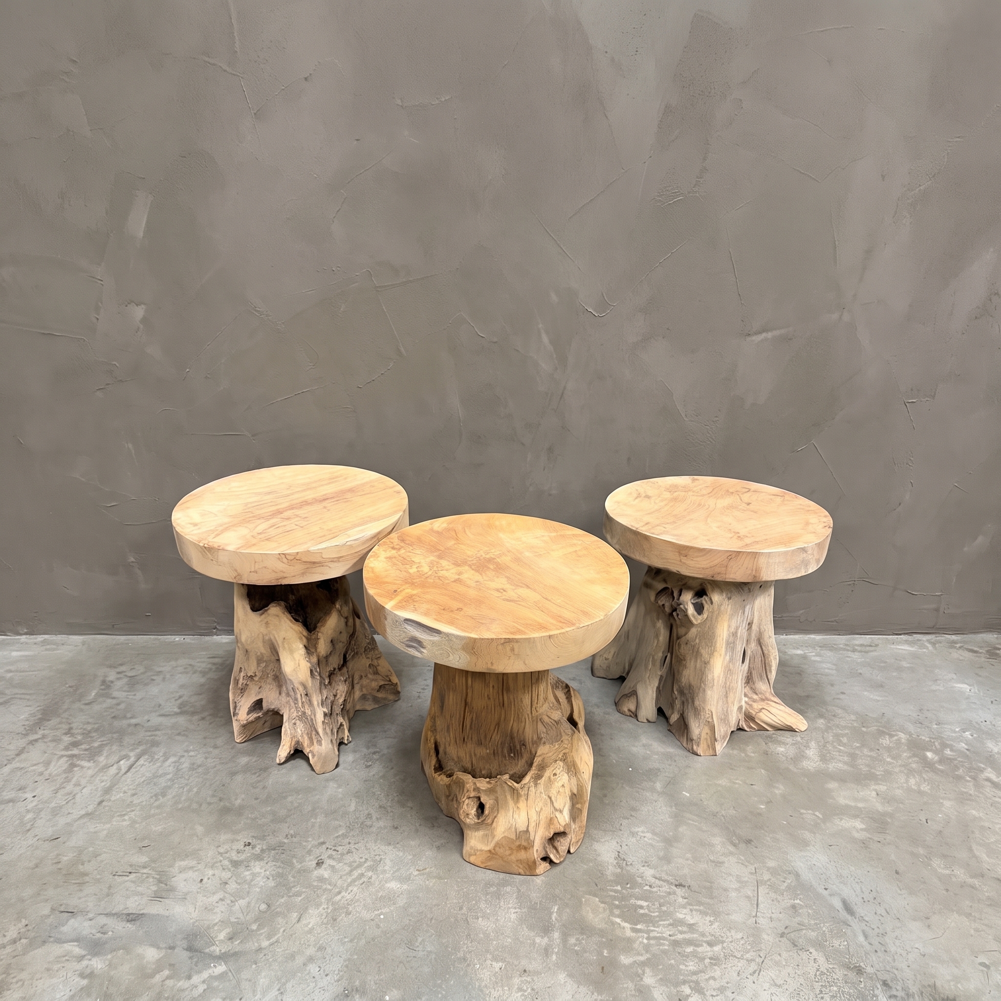 Root-wood stool round seat