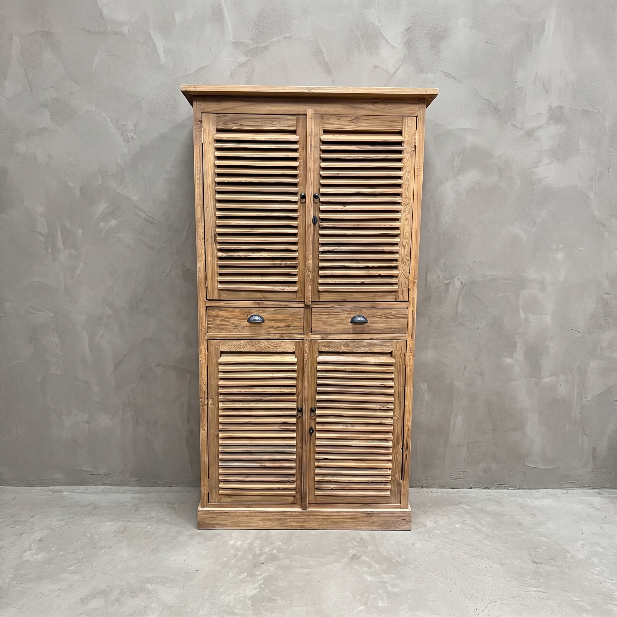 Teak louvre cabinet 4 doors (Reclaimed teak) - World of Brosi