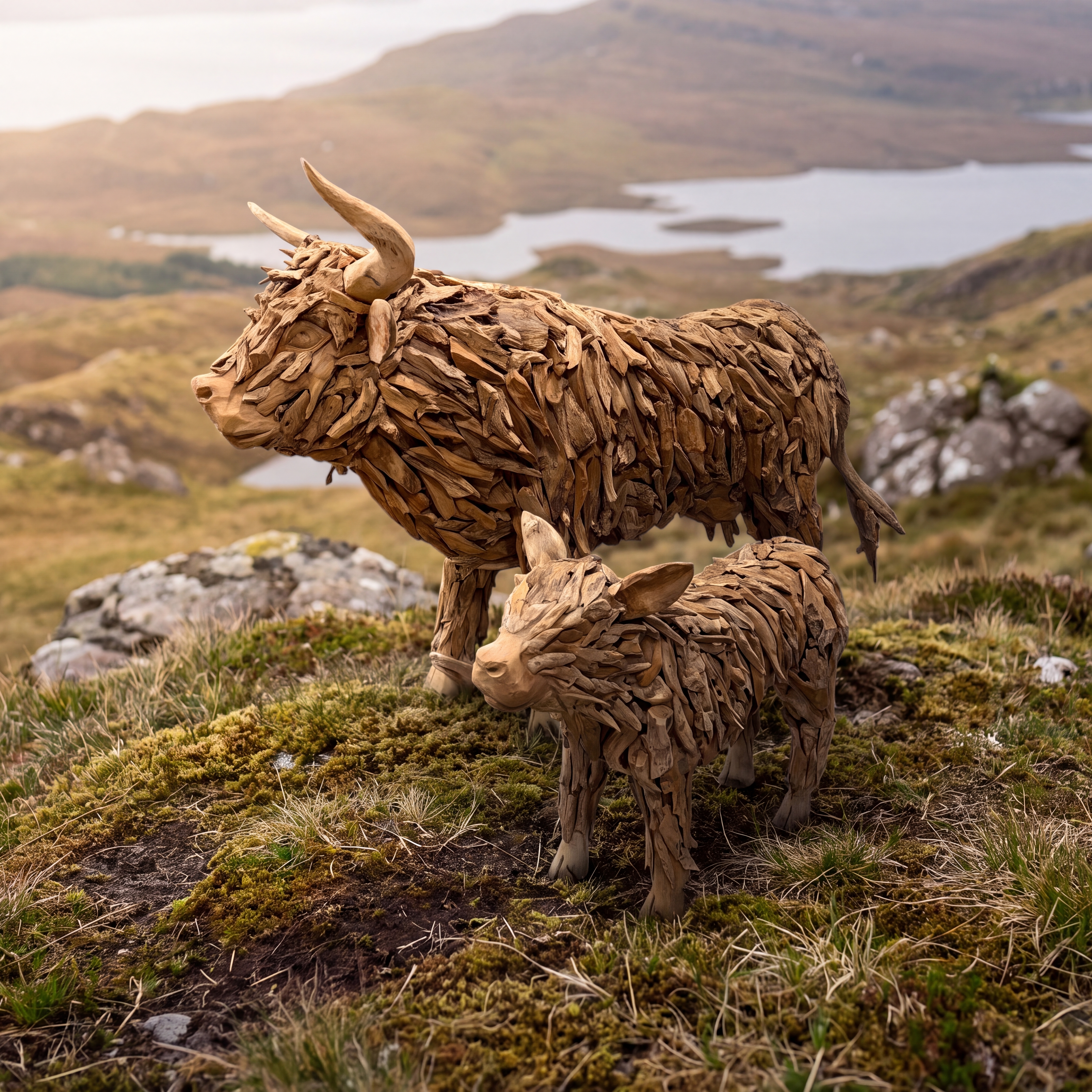 Jono reclaimed teak Highland cow