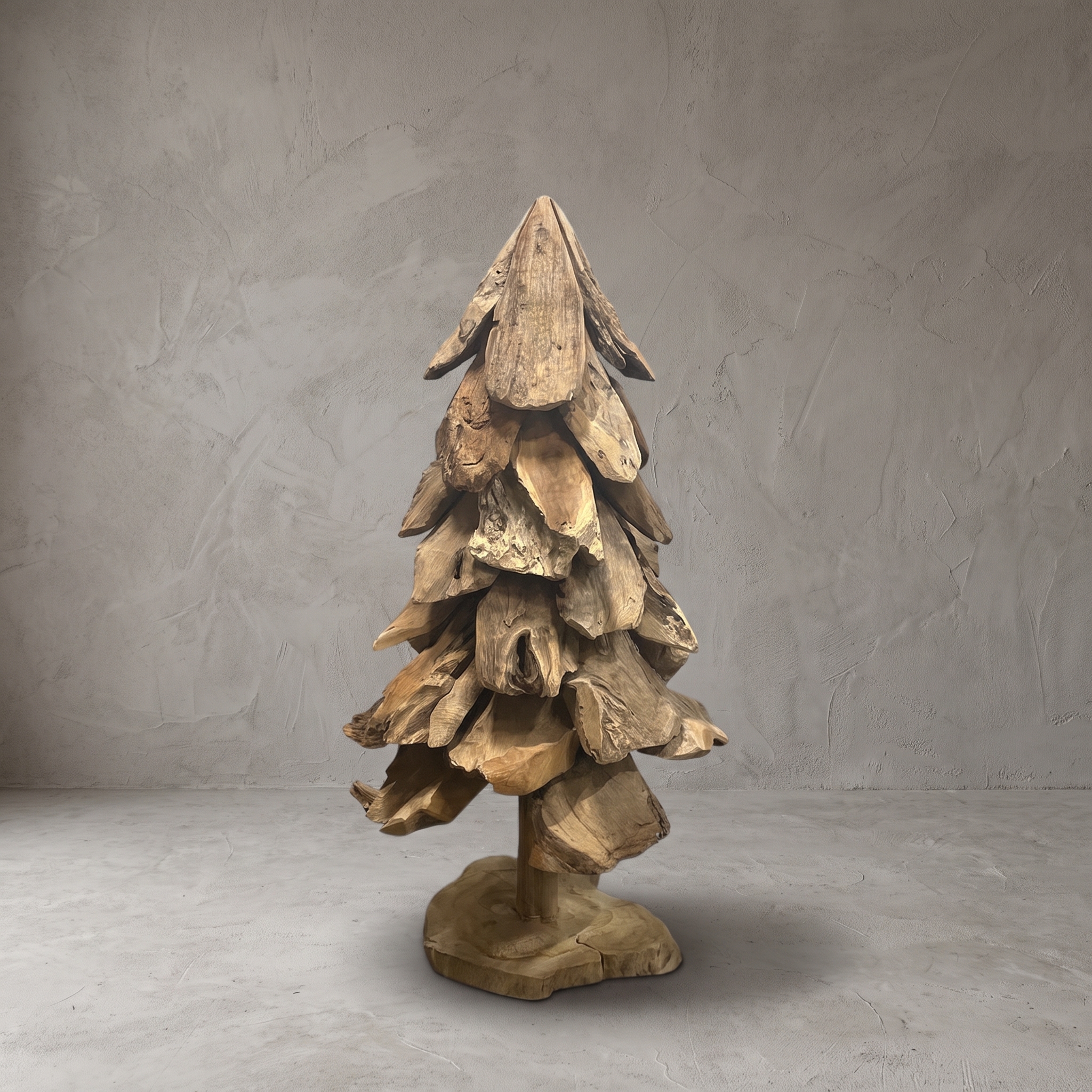 Reclaimed teak Christmas tree with base