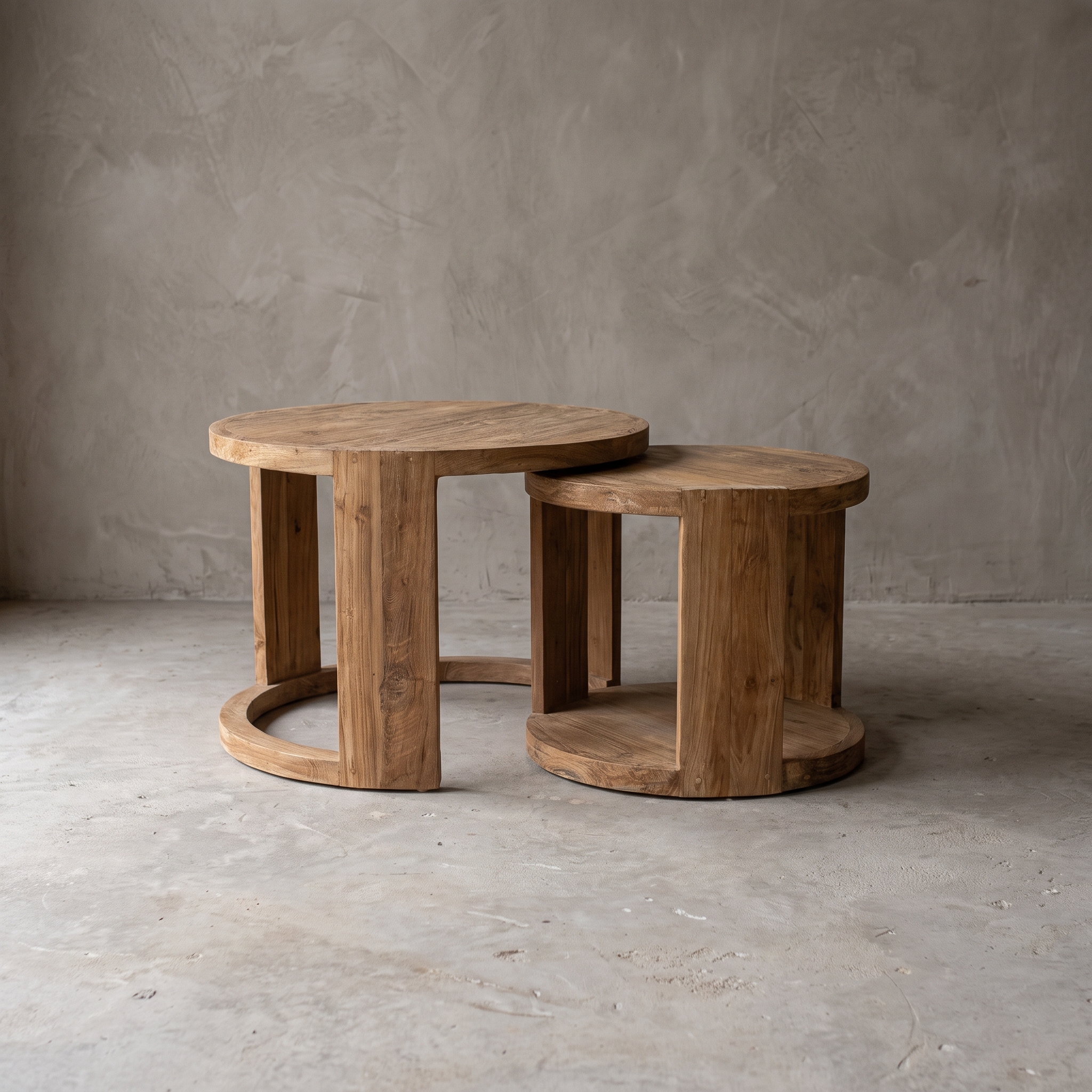 Donny teak coffee table, set of 2, Ø 70 cm - World of Brosi