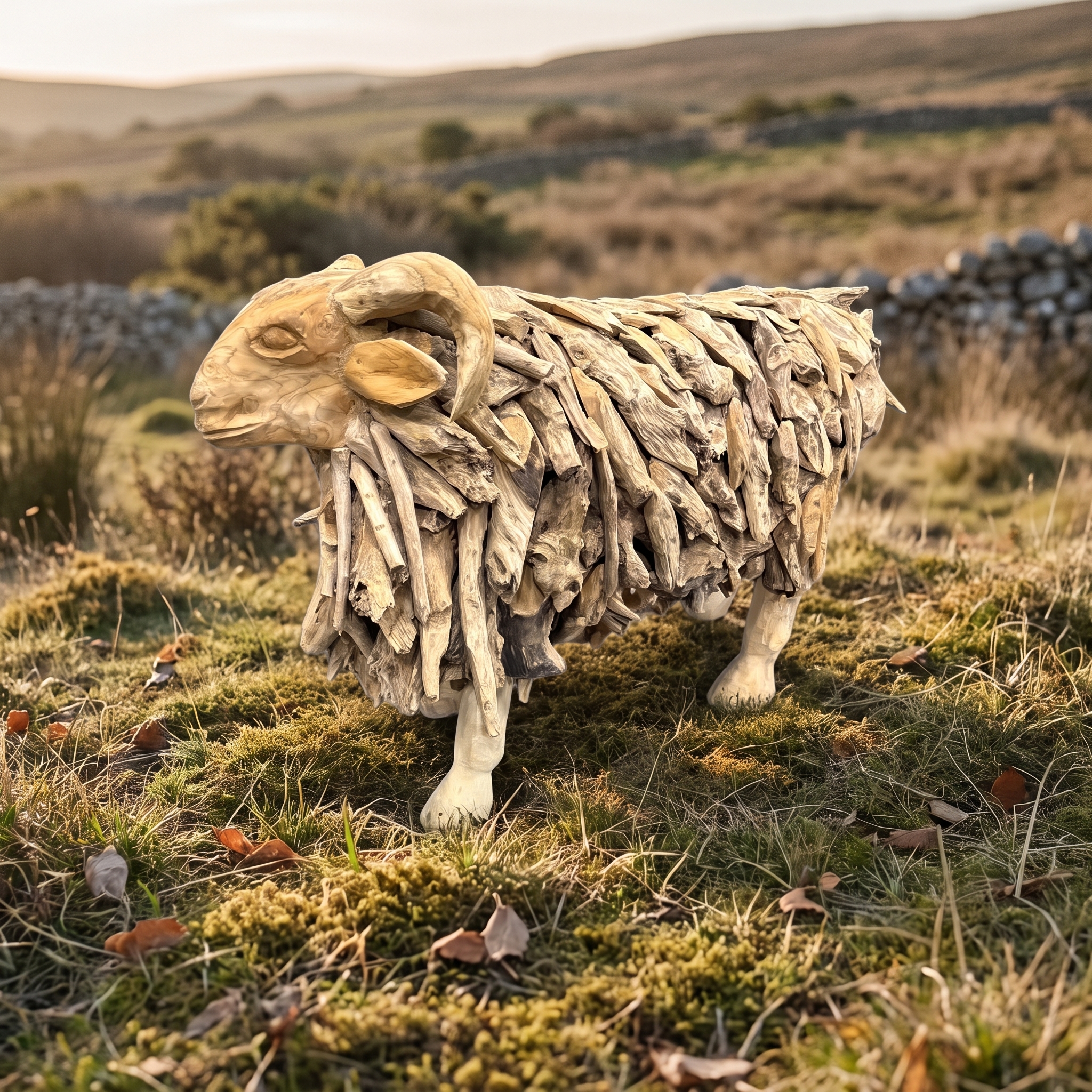 Reclaimed teak sheep, with a layered fleece