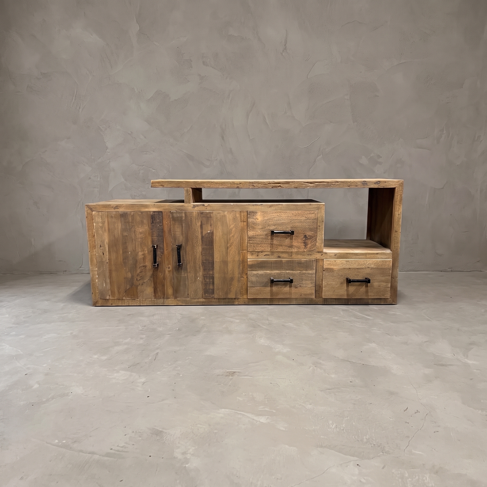 Sideboard Solid 2 Türen 3 Schubladen (Recyceltes Hartholz) - World of Brosi