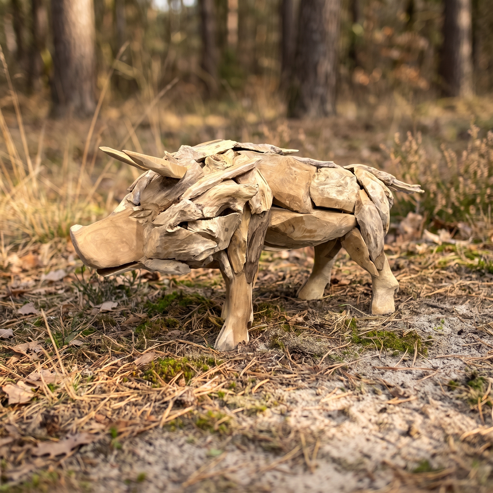 Reclaimed teak wild boar