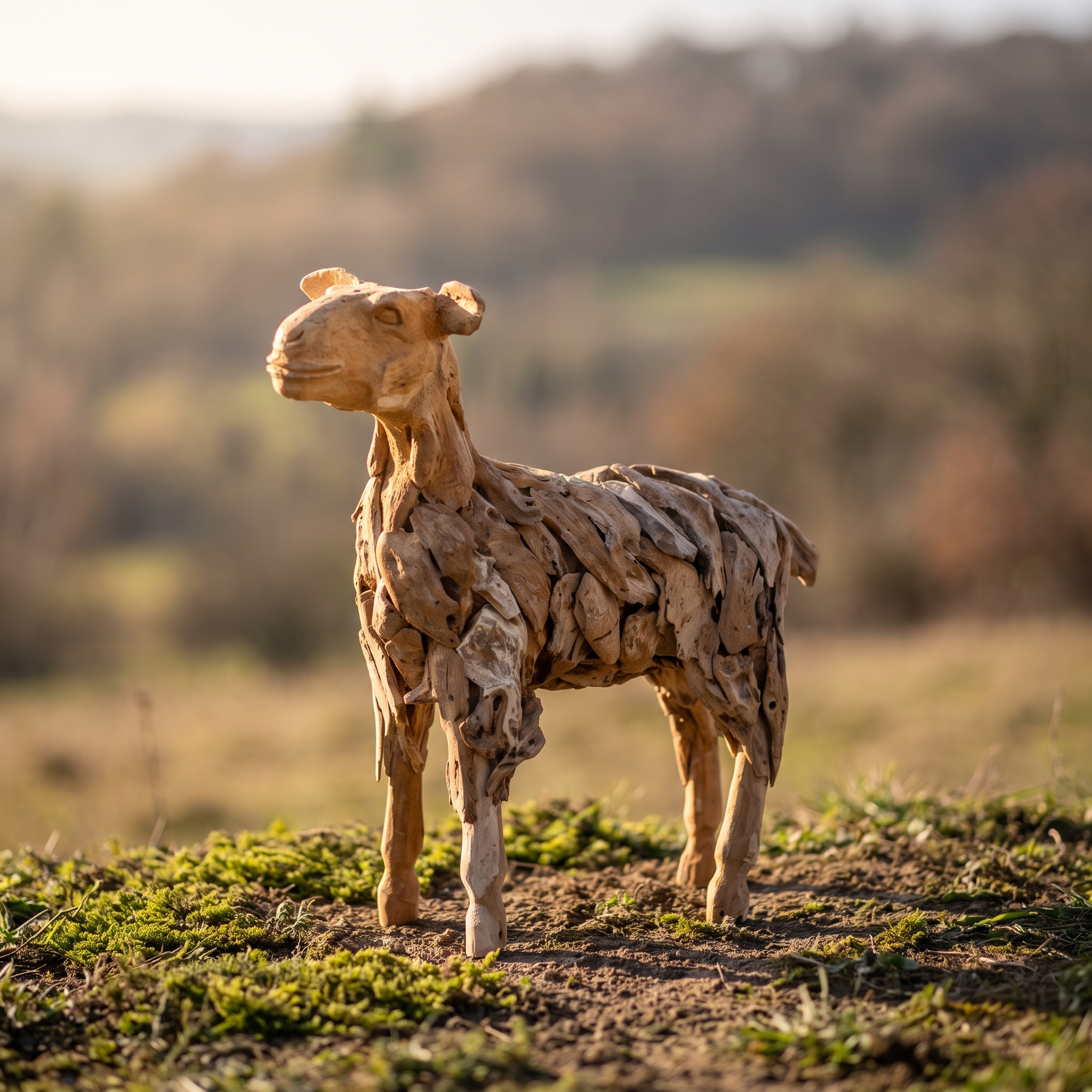 Reclaimed teak lamb, 75 cm long