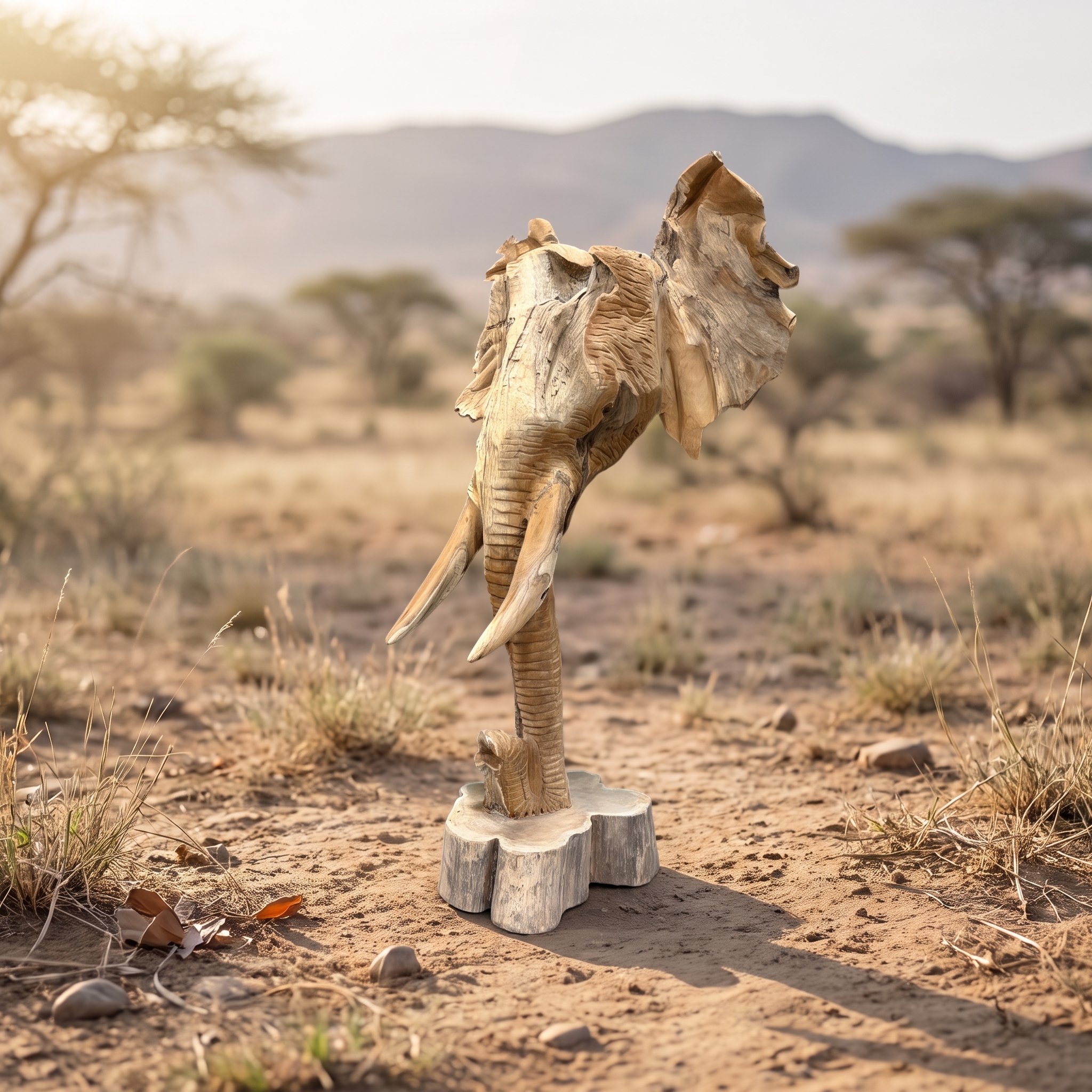 Cabeza de elefante de madera de teca - World of Brosi