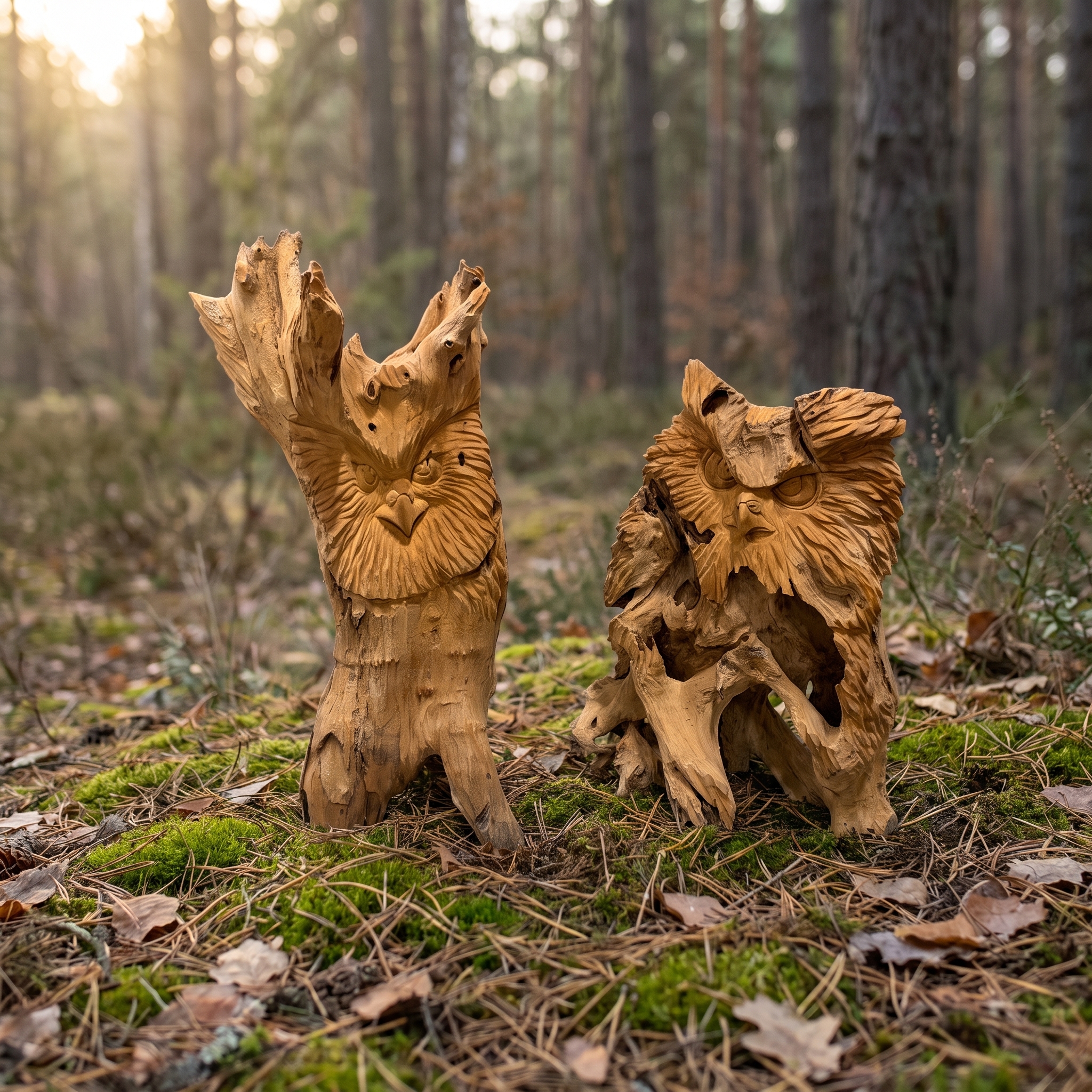 Eule aus recyceltem Teak, 100 cm hoch