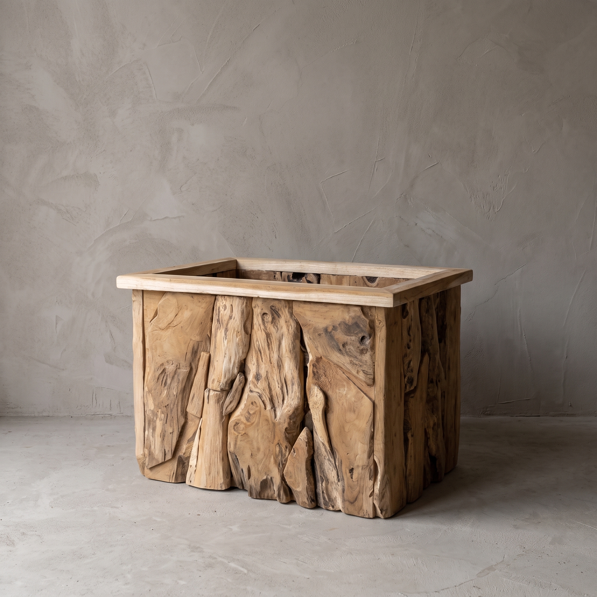 Jono rectangular reclaimed teak planter 60 cm
