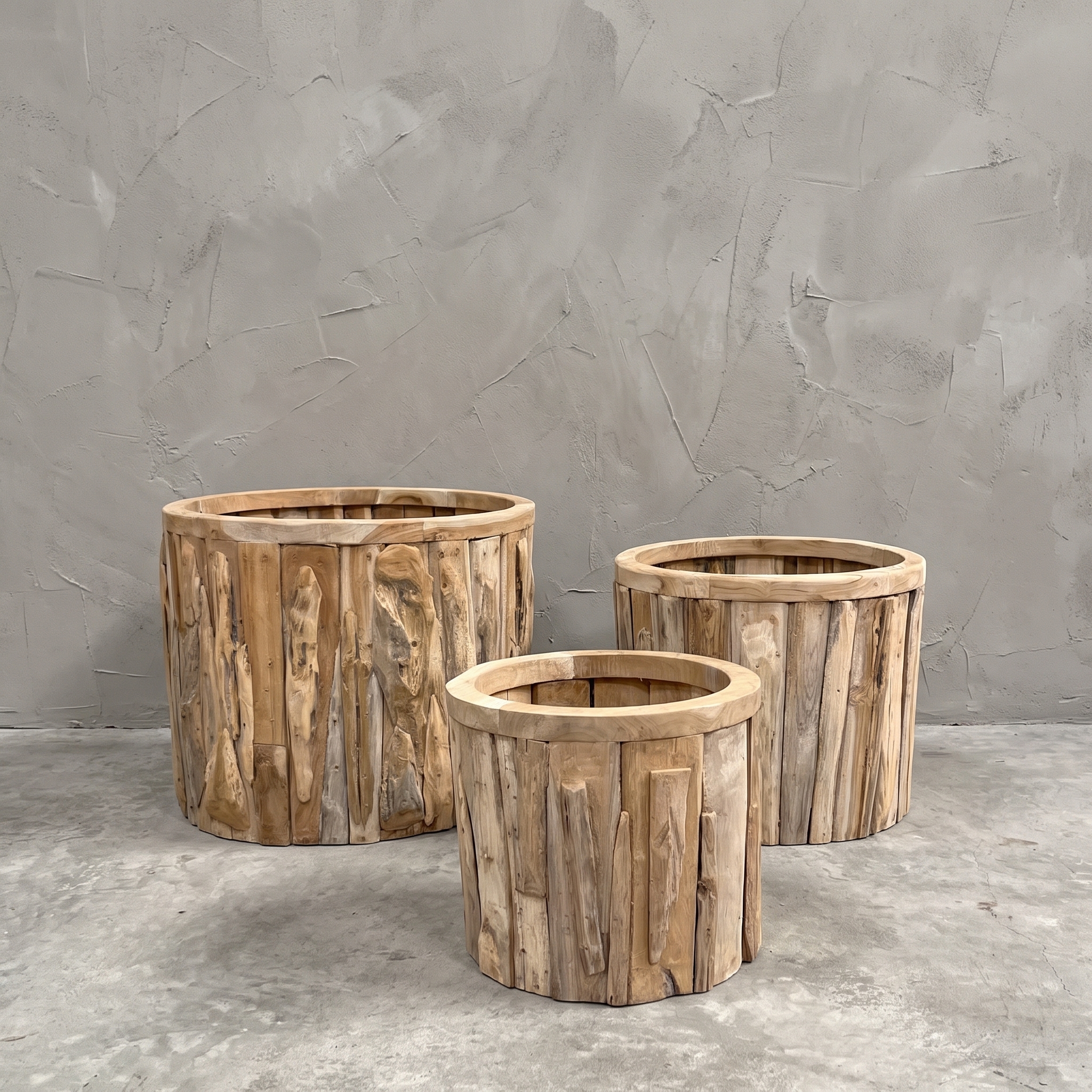 Jono wide round reclaimed teak planter