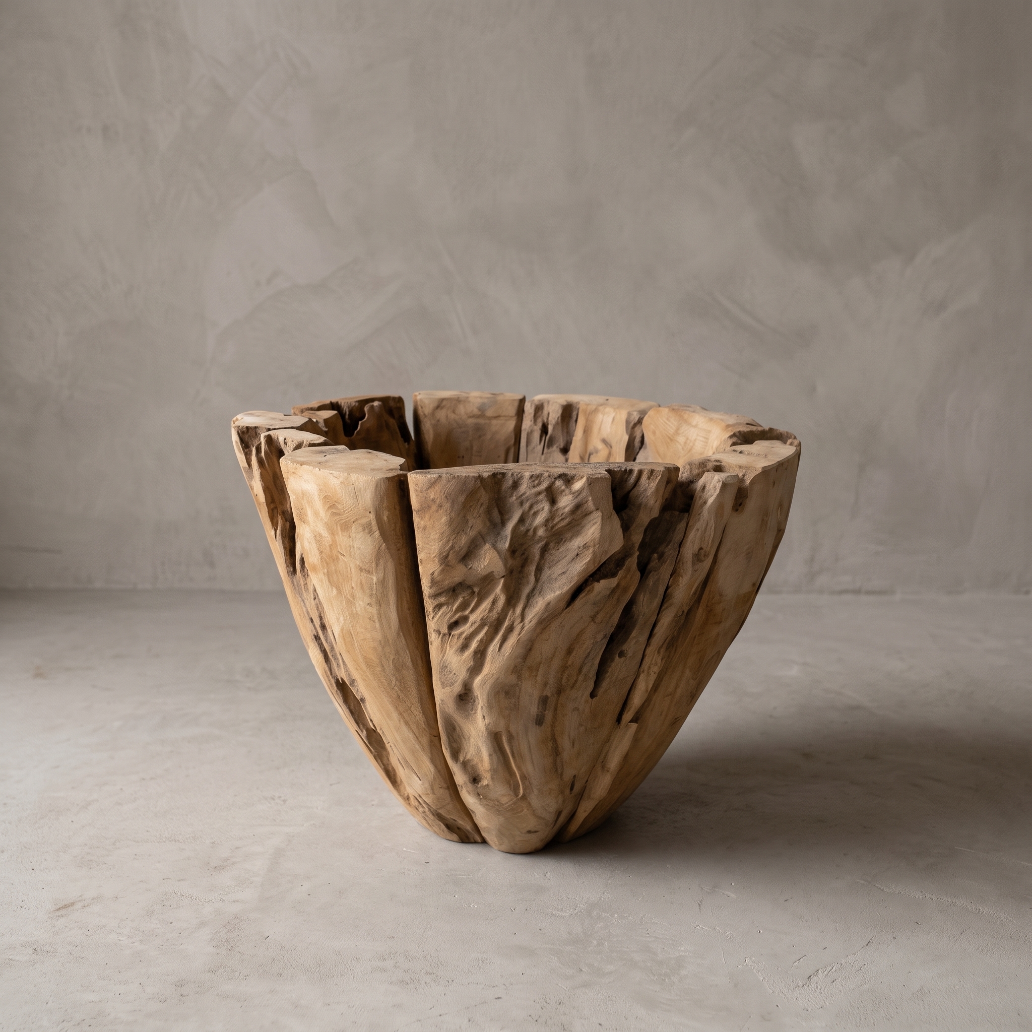 Jono reclaimed teak planter with natural rim 40 cm