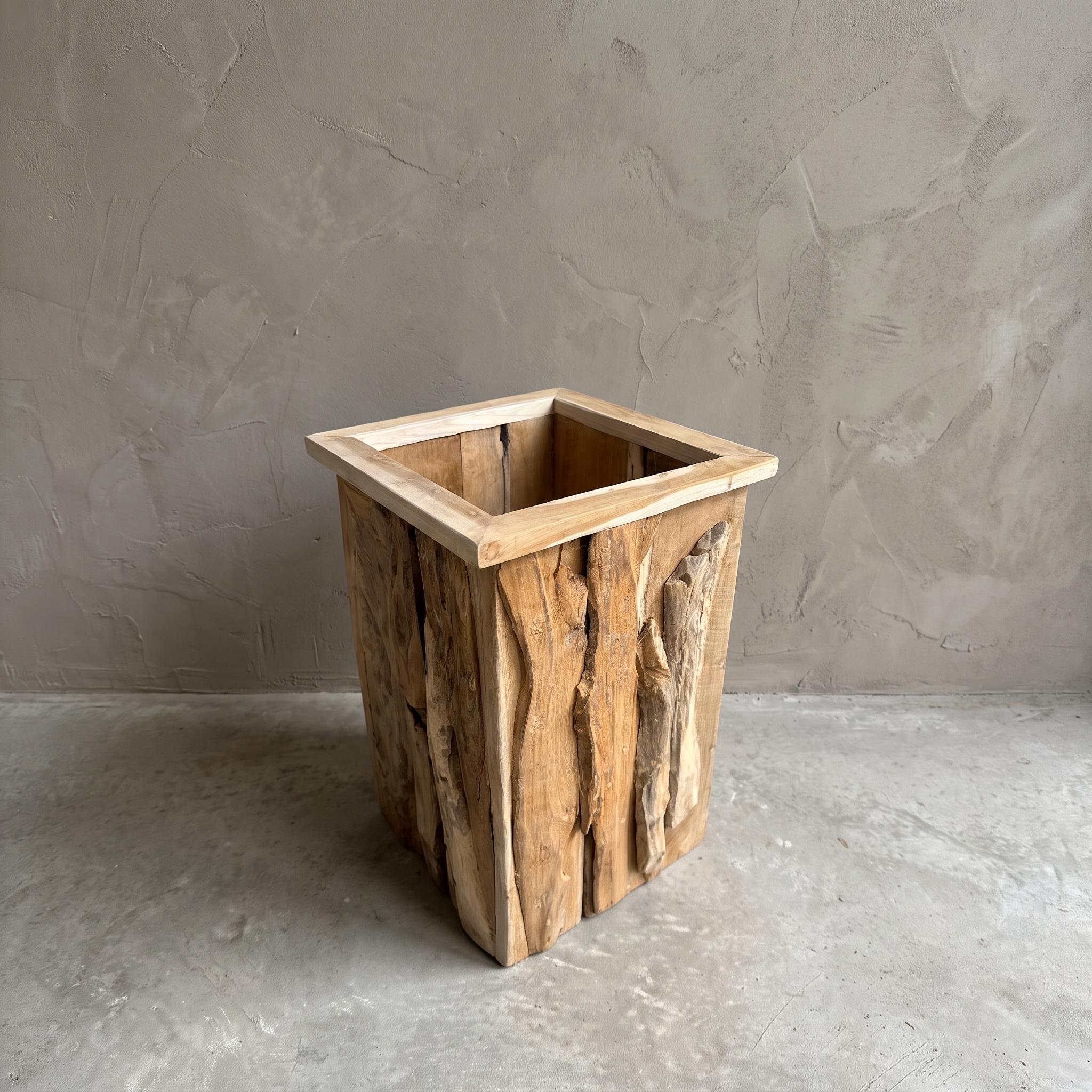 Jono tall square reclaimed teak planter 60 cm