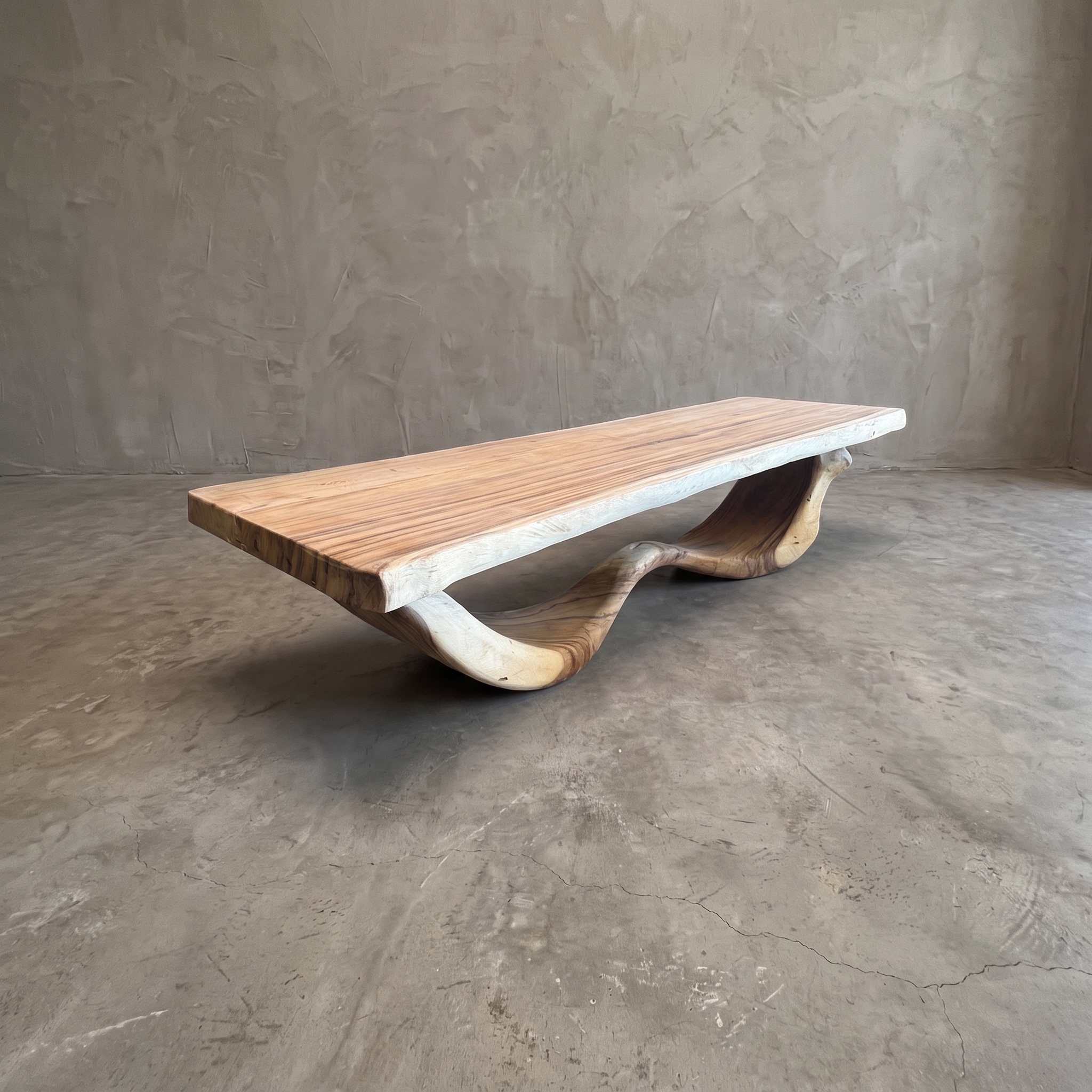 Safir suar wood coffee table, with a wavy base