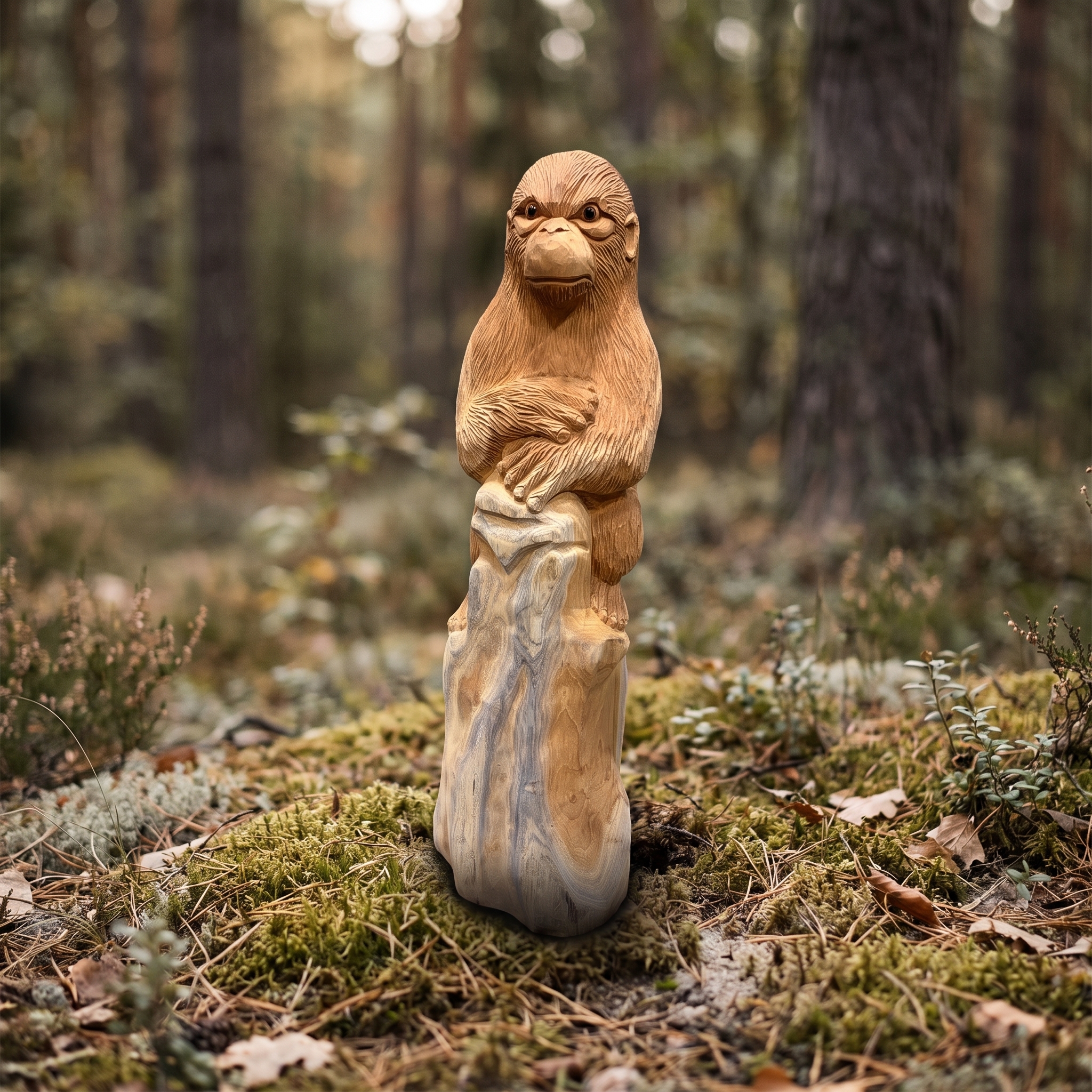 Gorilla aus recyceltem Teak, 80 cm hoch