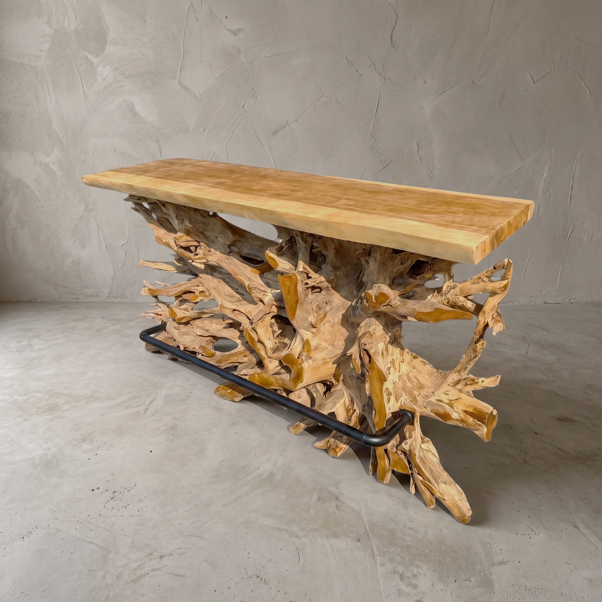Bartisch Amazone aus Teakwurzel und Metall, 200 cm (Wurzelholz) - World of Brosi