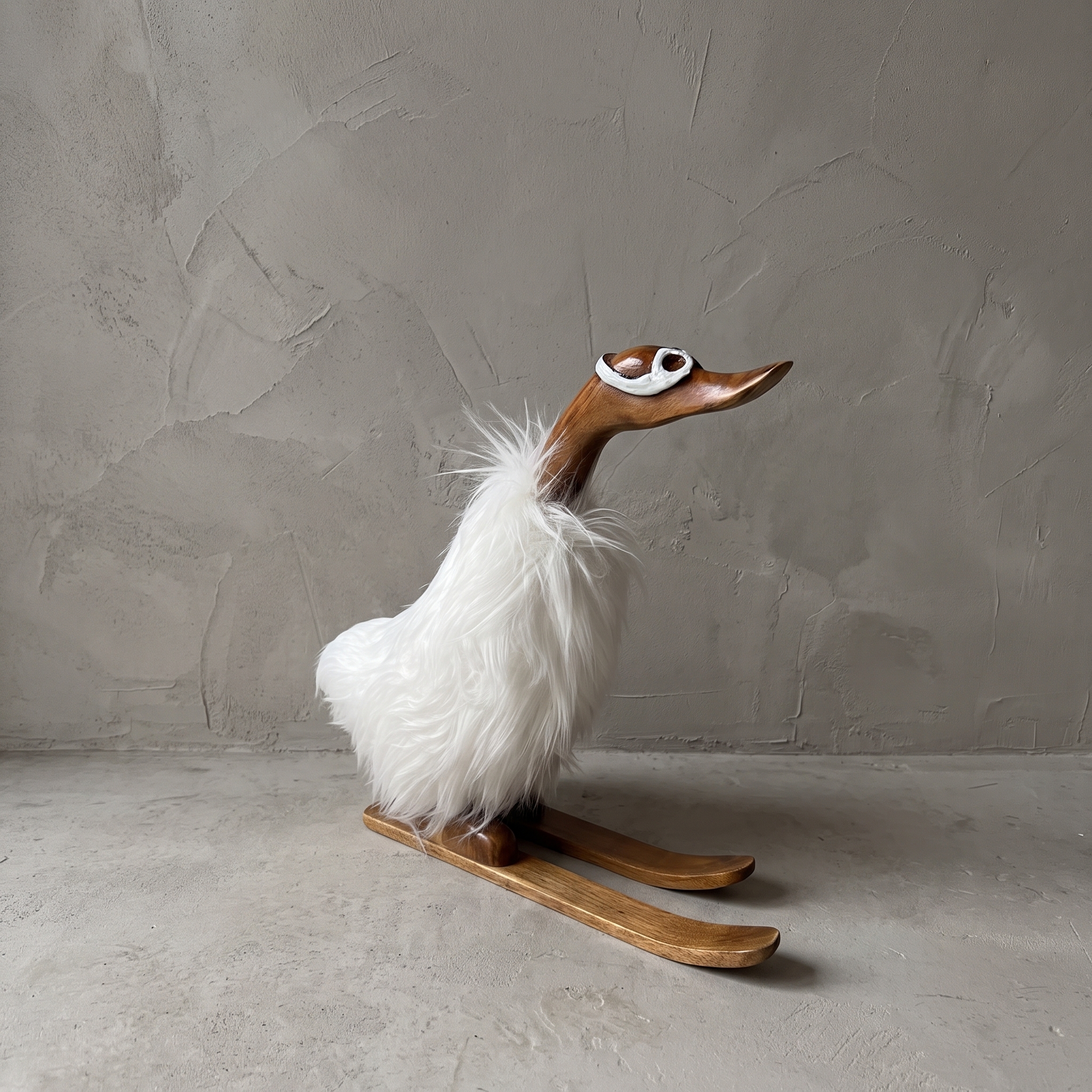 Bamboo duck on skis