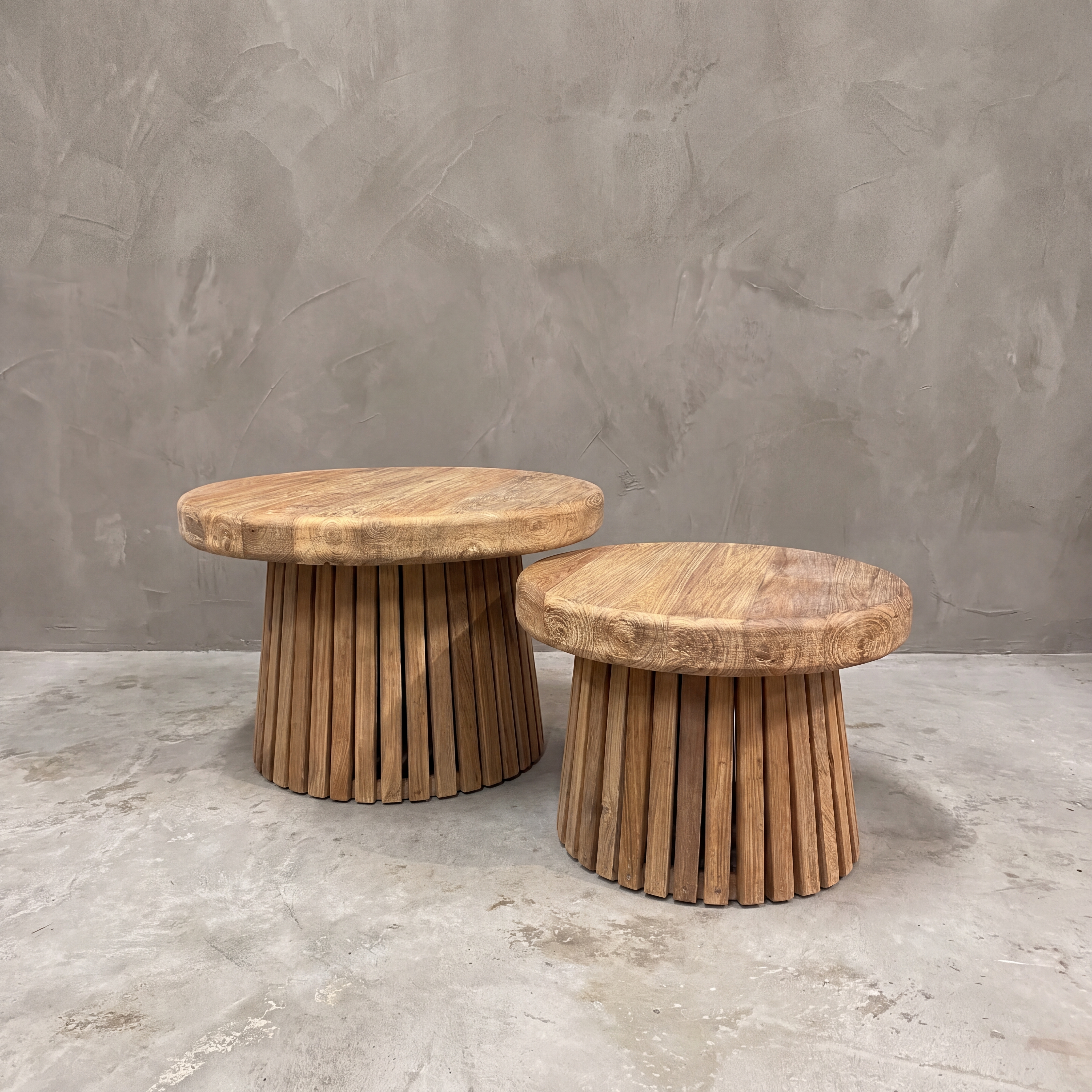 Couchtisch-Set Veva Teakholz, 2 Tische (Braun) - World of Brosi