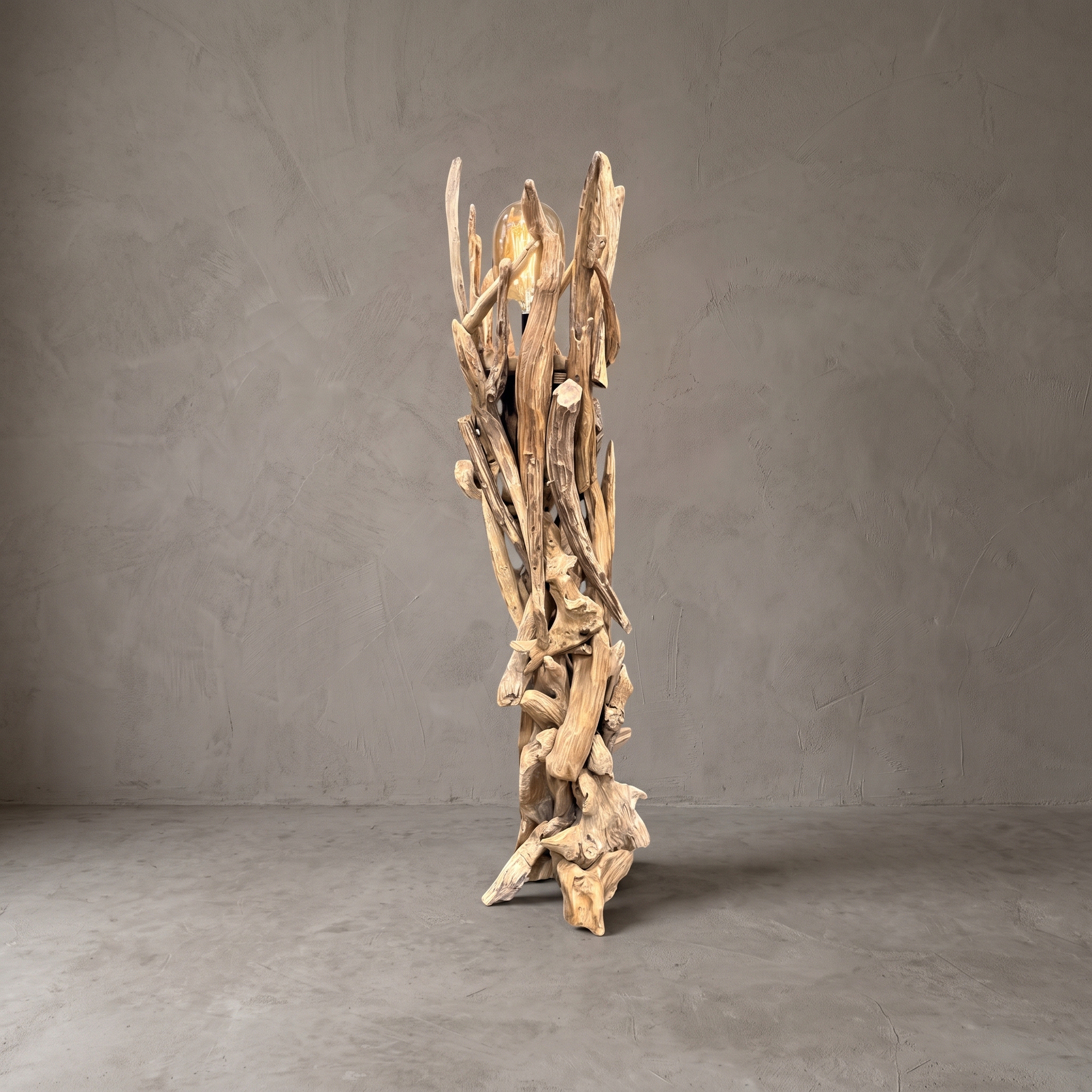 Rami teak branch floor lamp