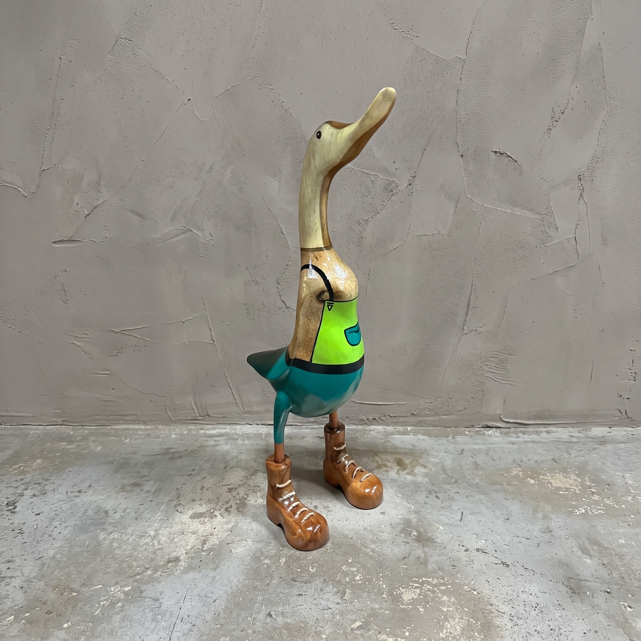 Ente aus Bambus als Gärtner, 50 cm hoch