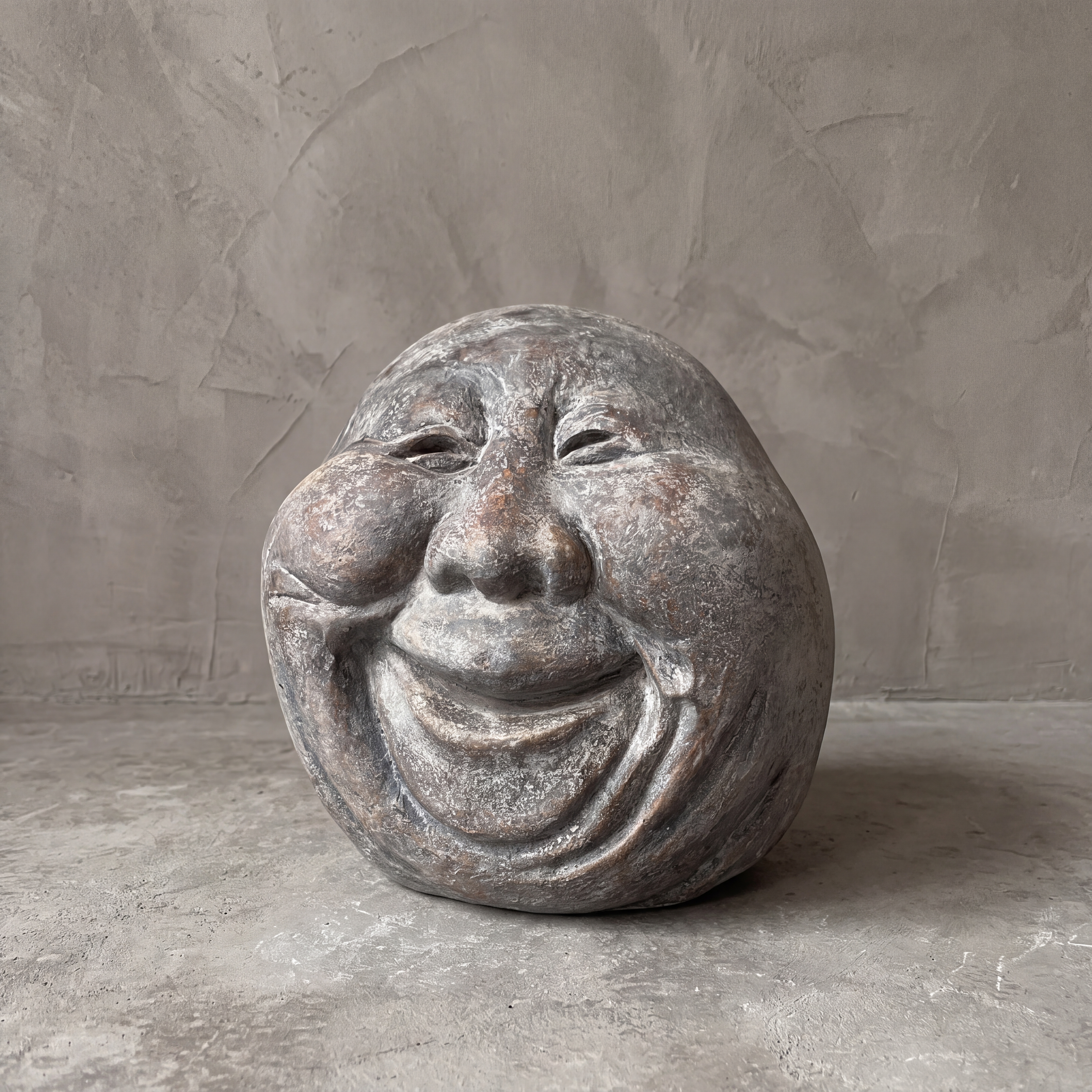 Moon Kepala polystone sculpture, old man, 50 cm long