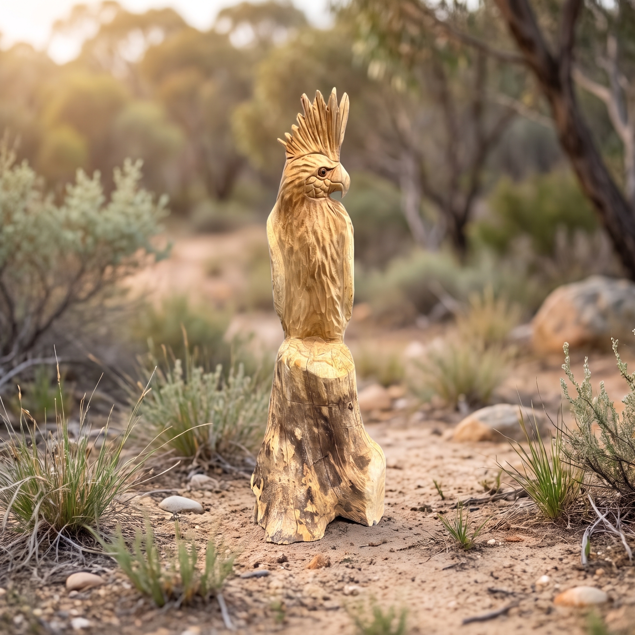 Kakadu Klirong aus recyceltem Teak, 75 cm hoch