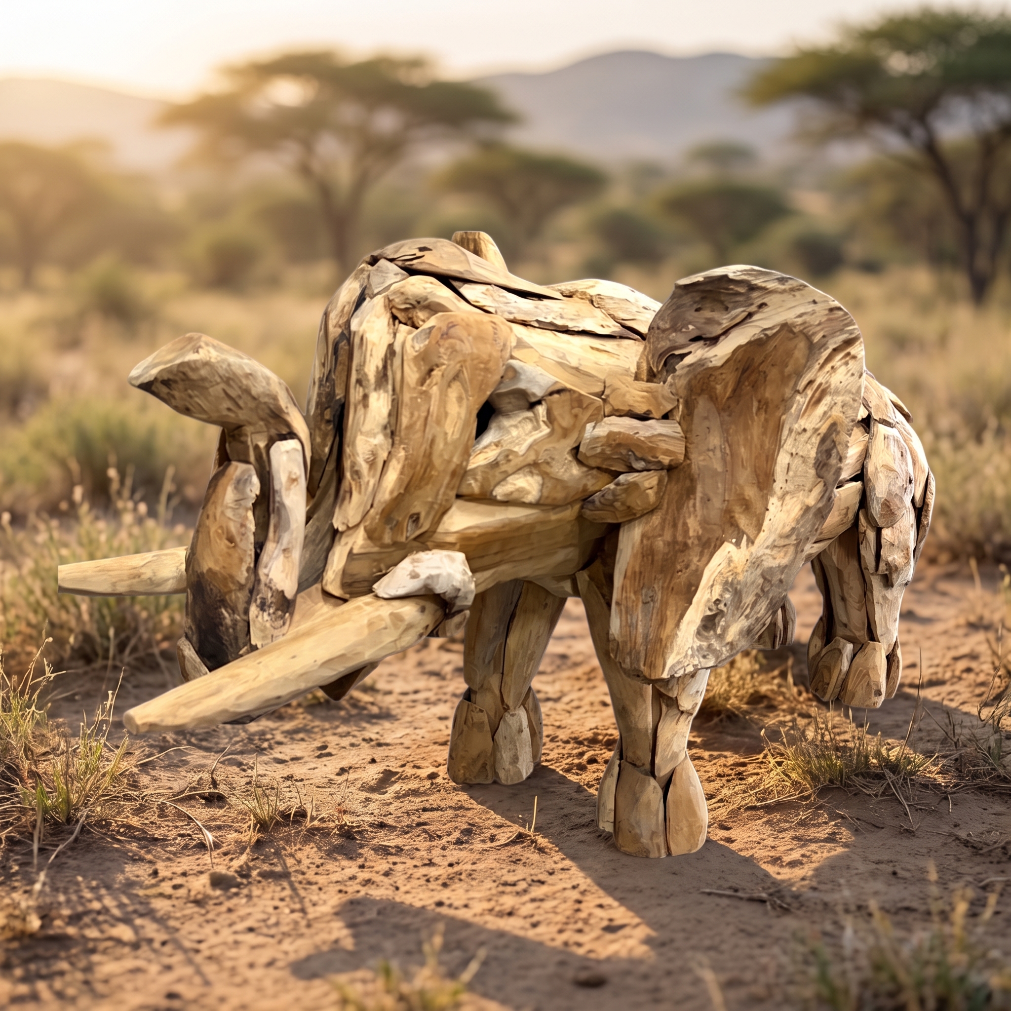 Reclaimed teak elephant