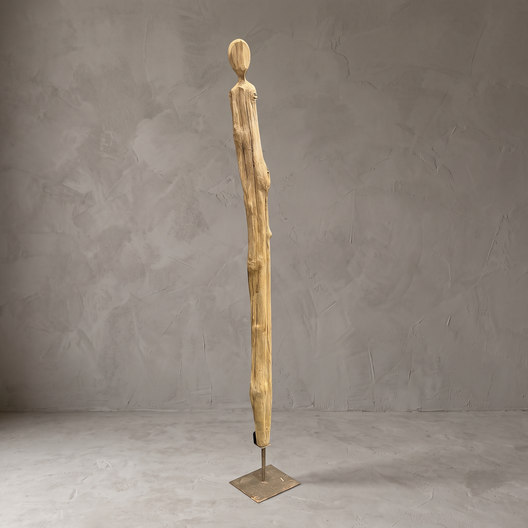 Reclaimed teak stand, human figure, 190 cm high